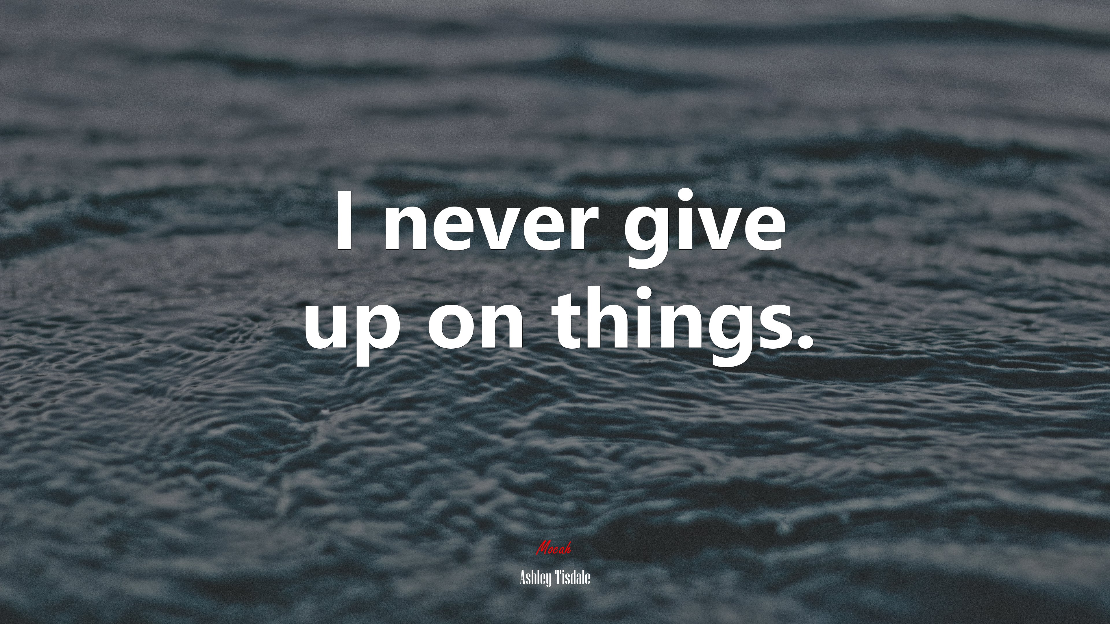 I never give up on things. | Ashley Tisdale quote HD Wallpaper