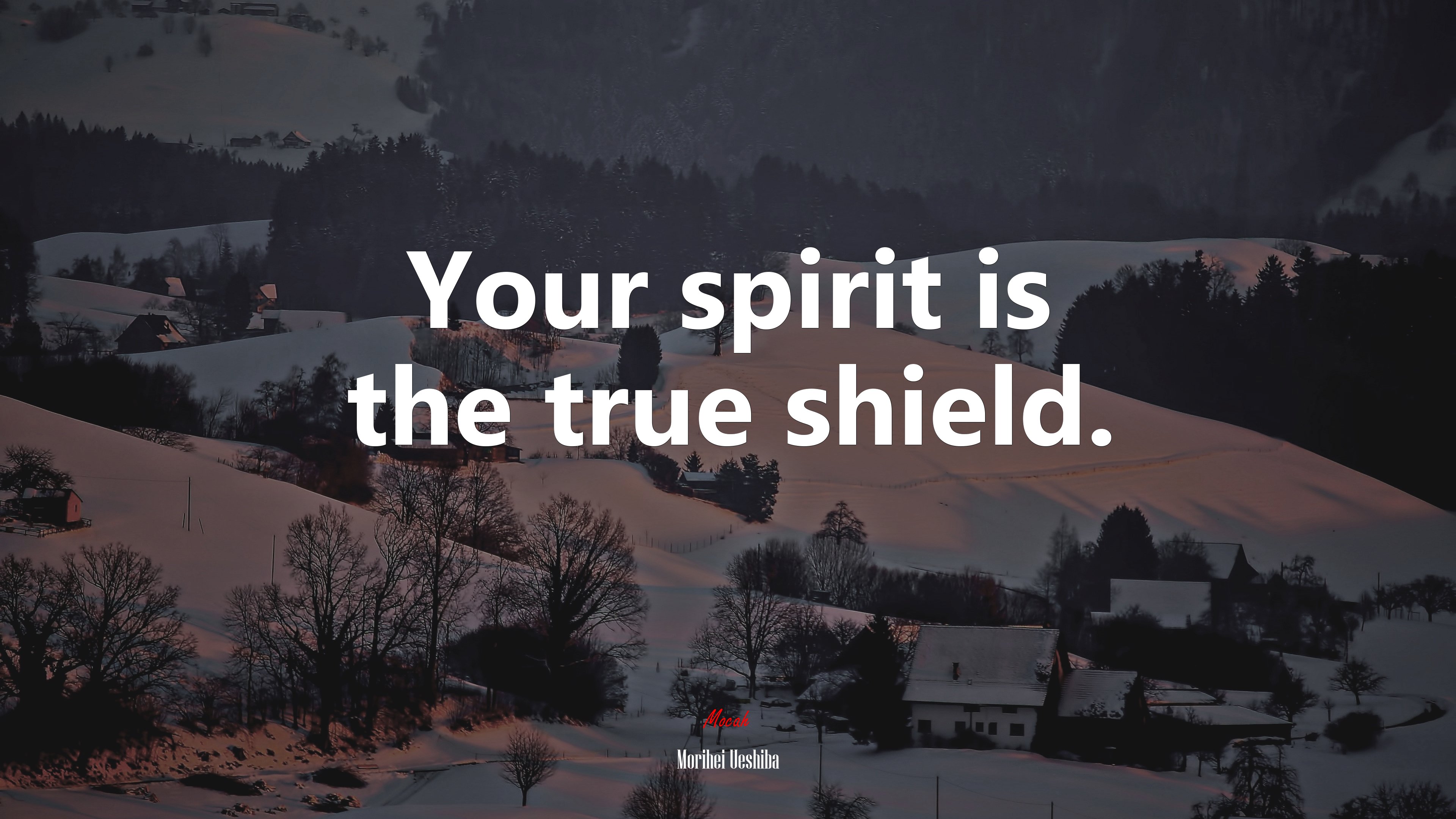 Your spirit is the true shield. | Morihei Ueshiba quote HD Wallpaper