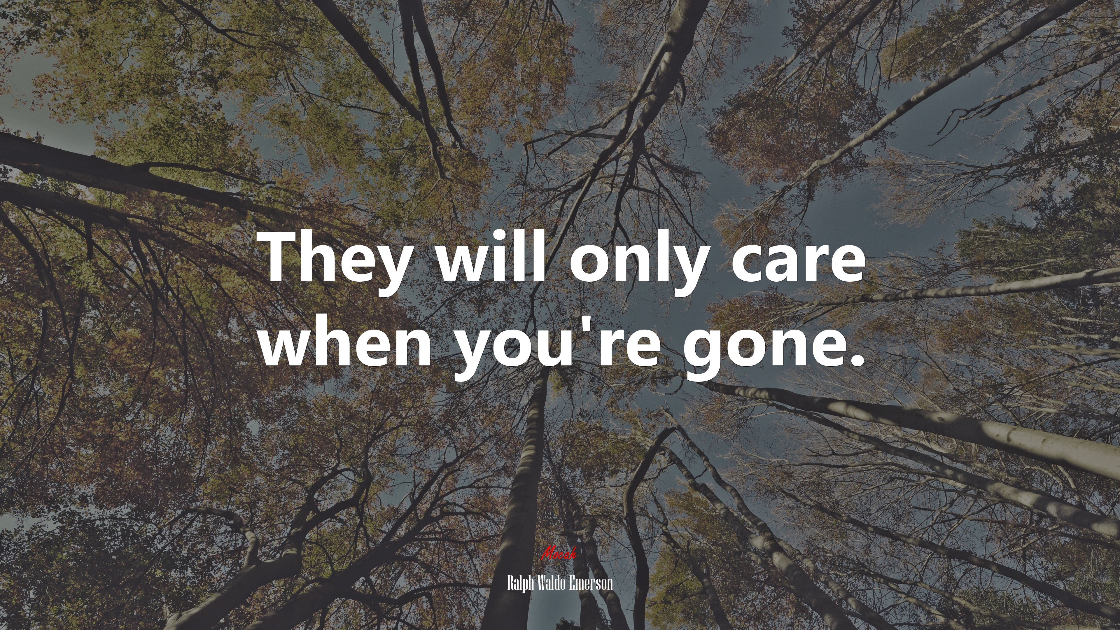 They will only care when you’re gone. | Ralph Waldo Emerson quote HD Wallpaper