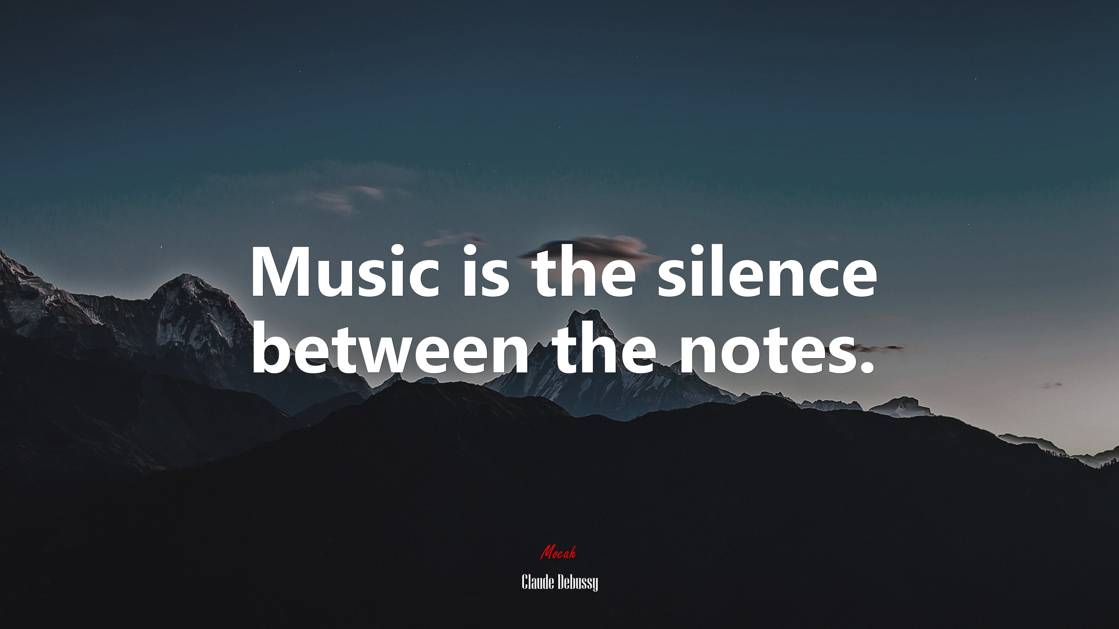 Music is the silence between the notes. | Claude Debussy quote HD Wallpaper