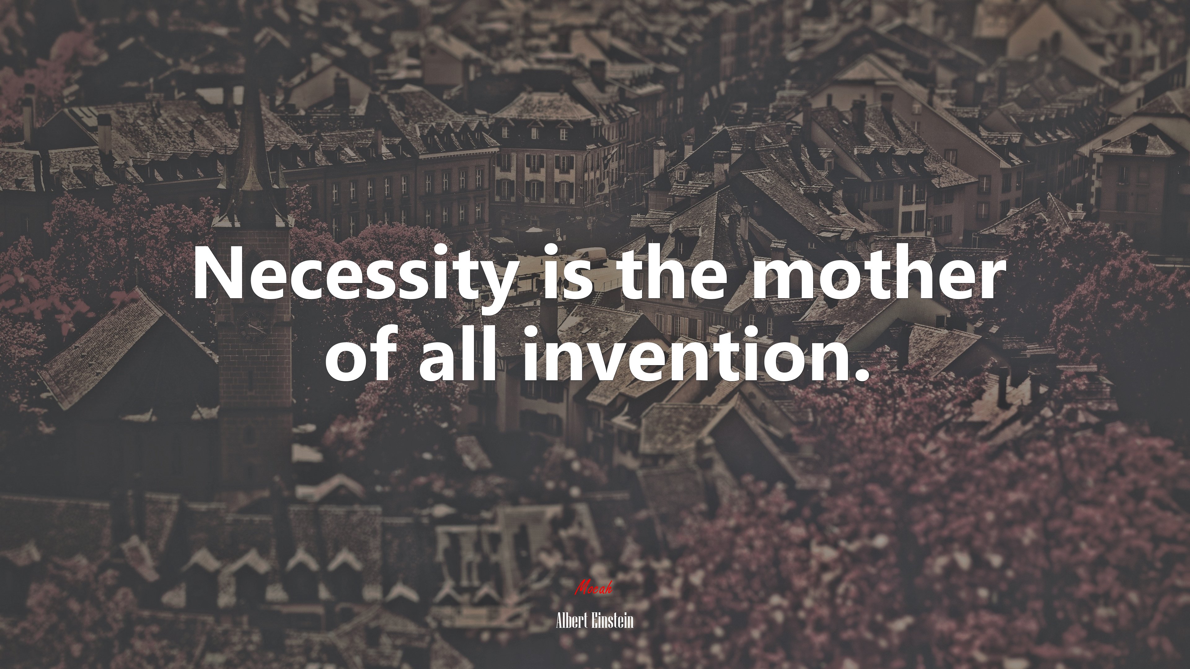 Necessity is the mother of all invention. | Albert Einstein quote HD Wallpaper