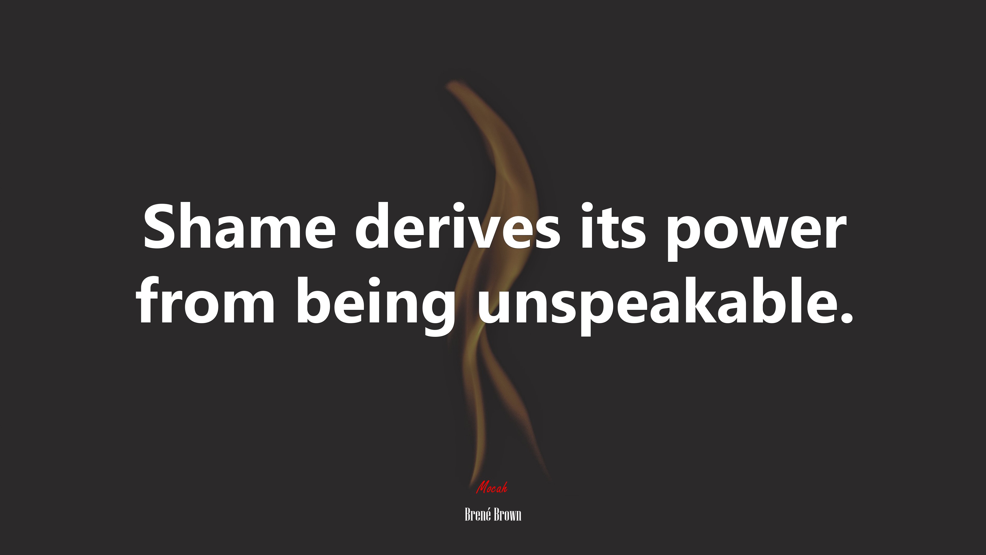 Shame derives its power from being unspeakable. | Brené Brown quote HD Wallpaper