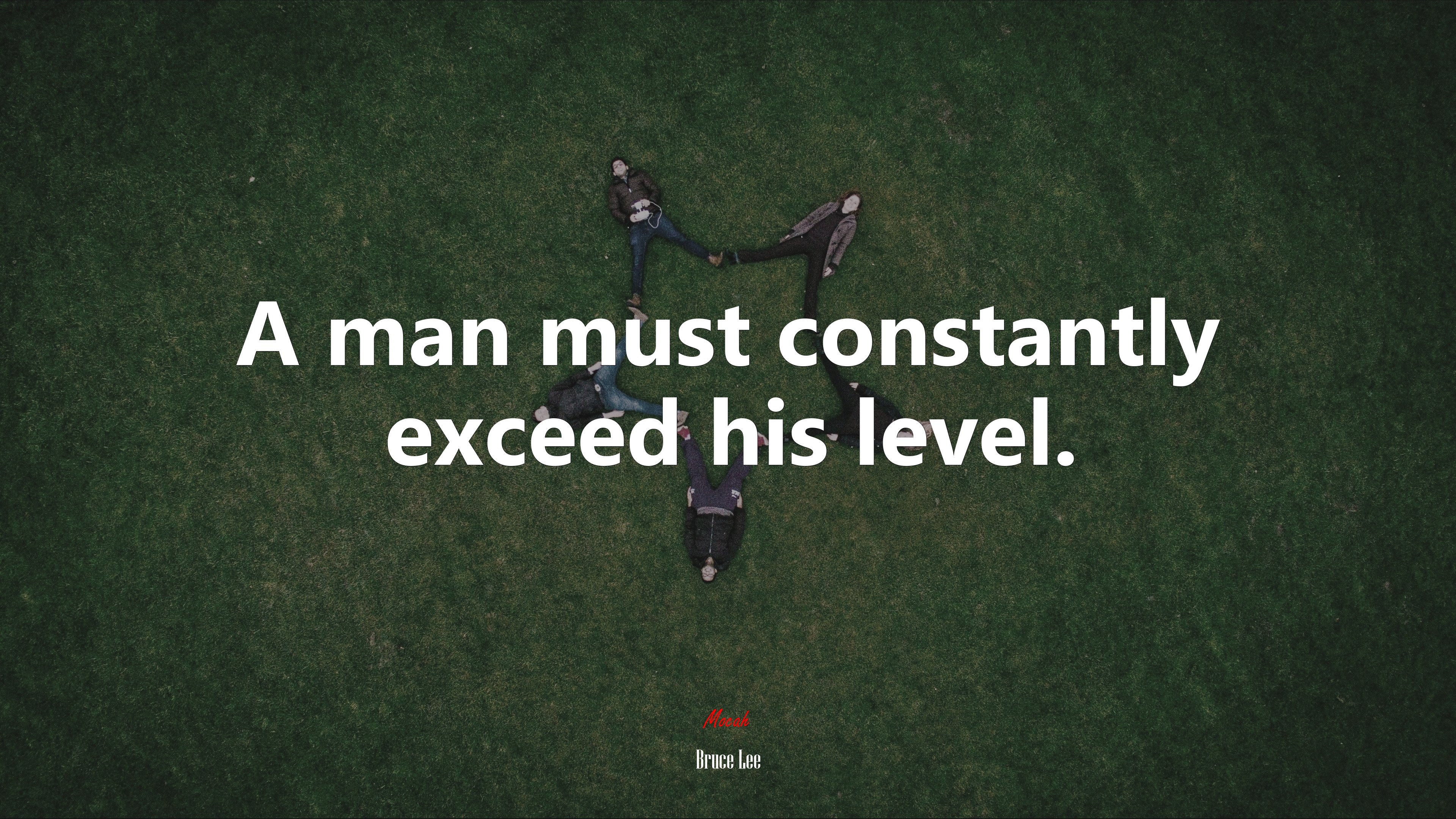 A man must constantly exceed his level. | Bruce Lee quote HD Wallpaper