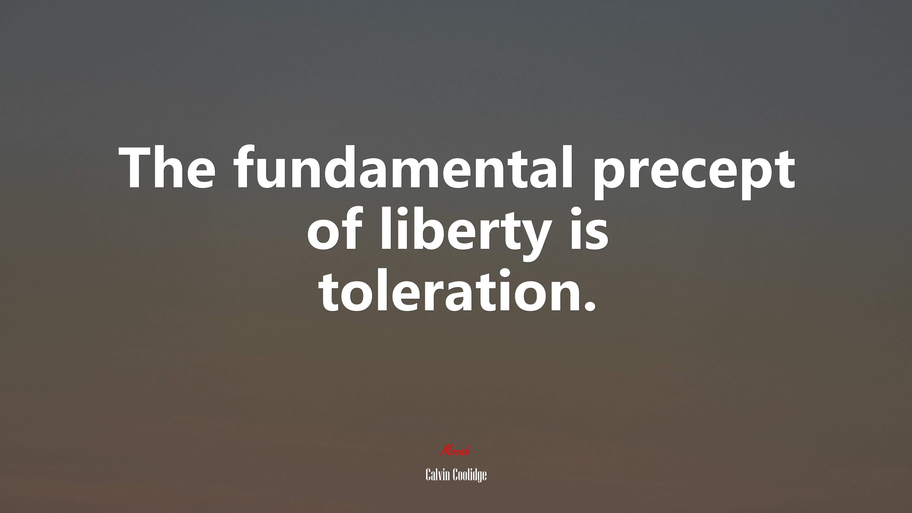 The fundamental precept of liberty is toleration. | Calvin Coolidge quote HD Wallpaper