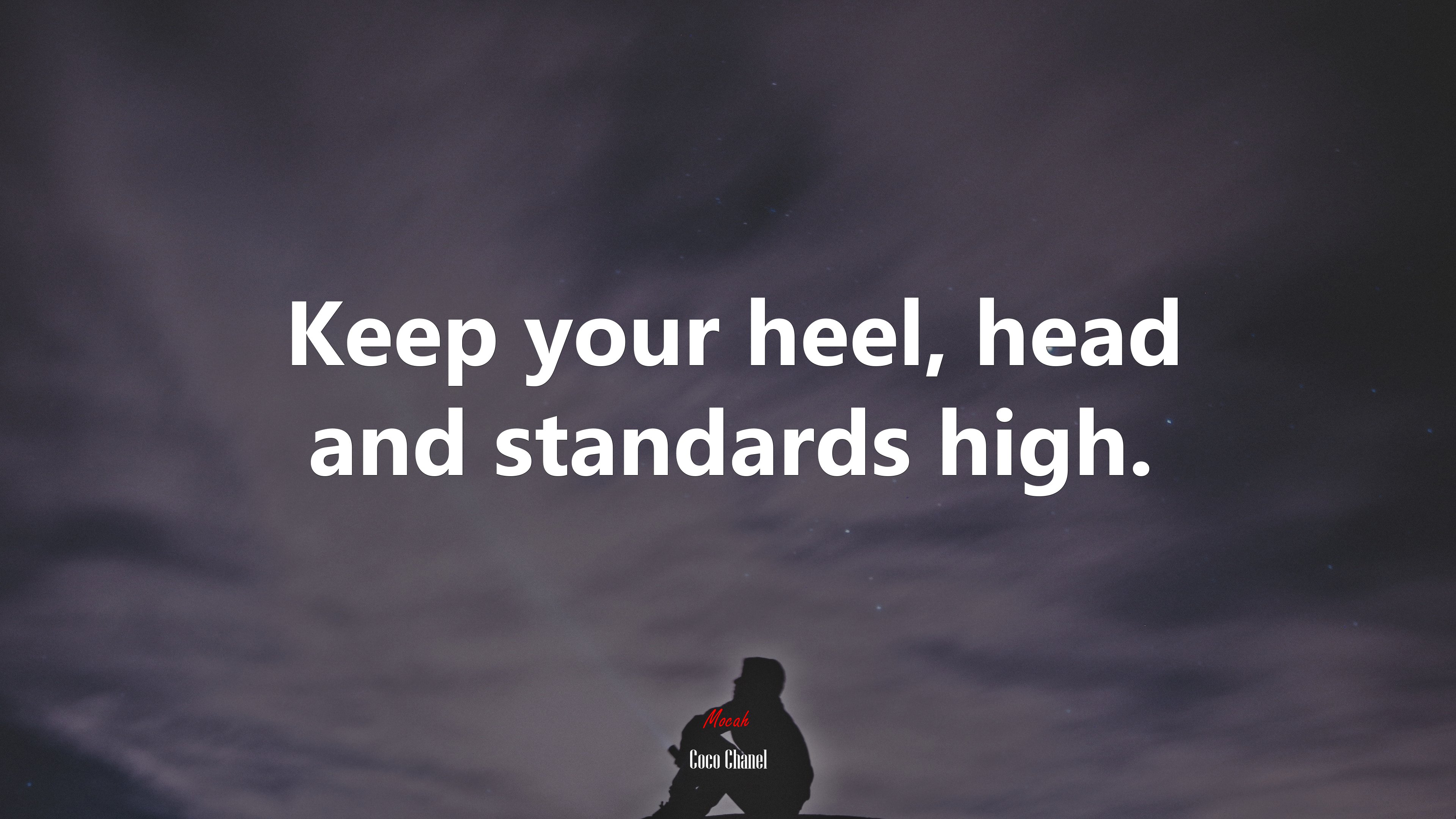 Keep your heel, head and standards high. | Coco Chanel quote HD Wallpaper
