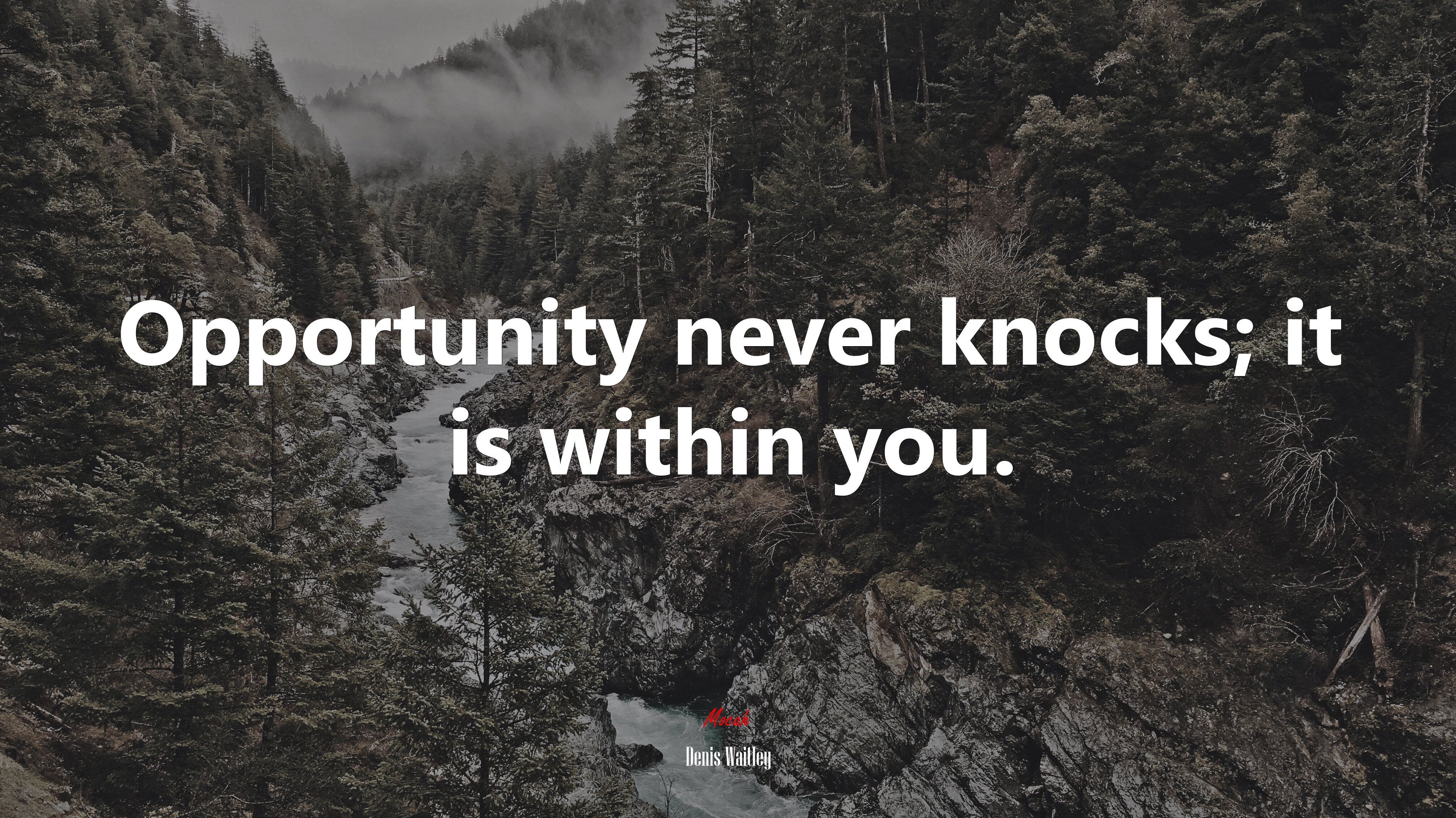 Opportunity never knocks; it is within you. | Denis Waitley quote HD Wallpaper