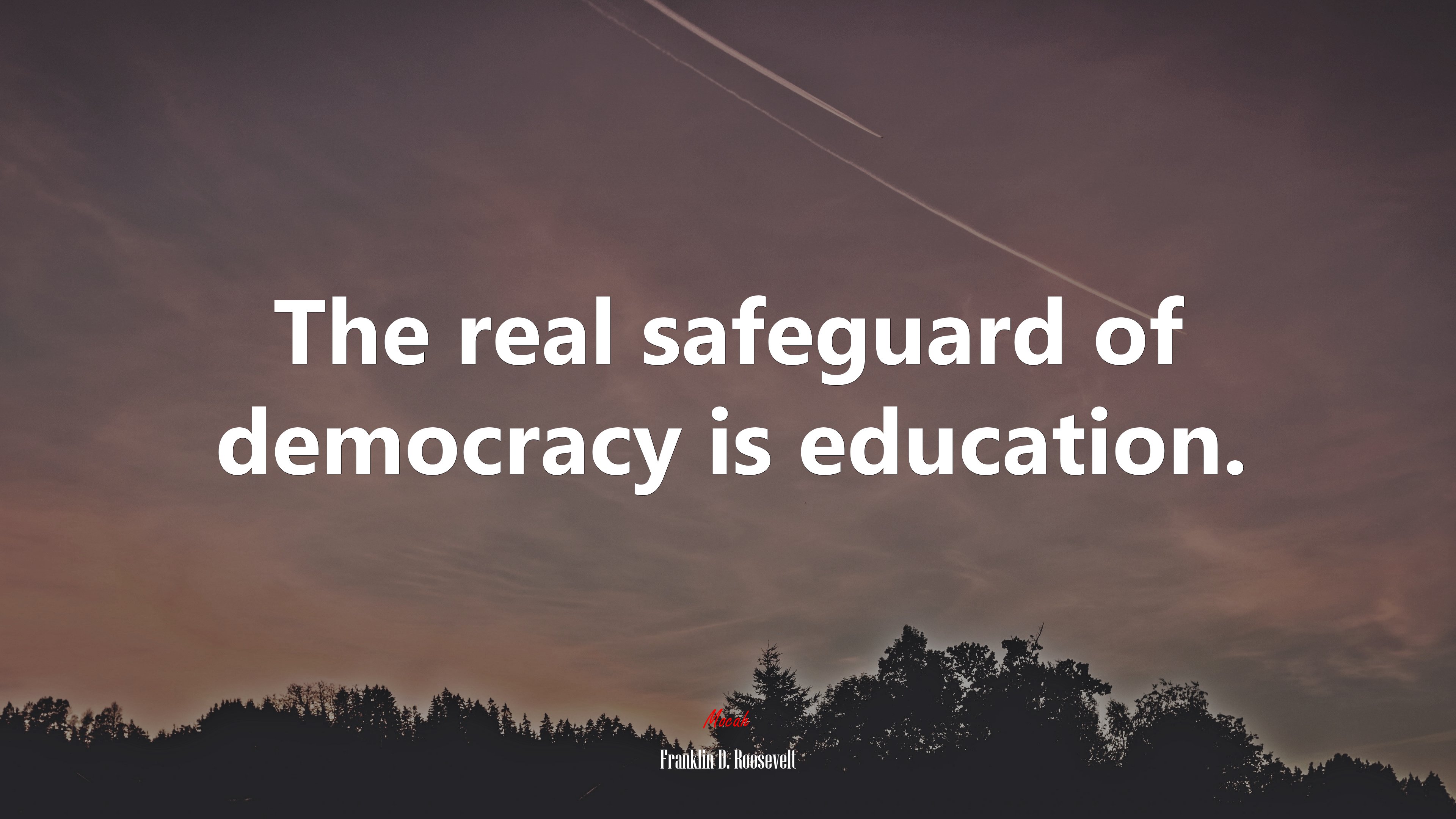 The real safeguard of democracy is education. | Franklin D. Roosevelt quote HD Wallpaper