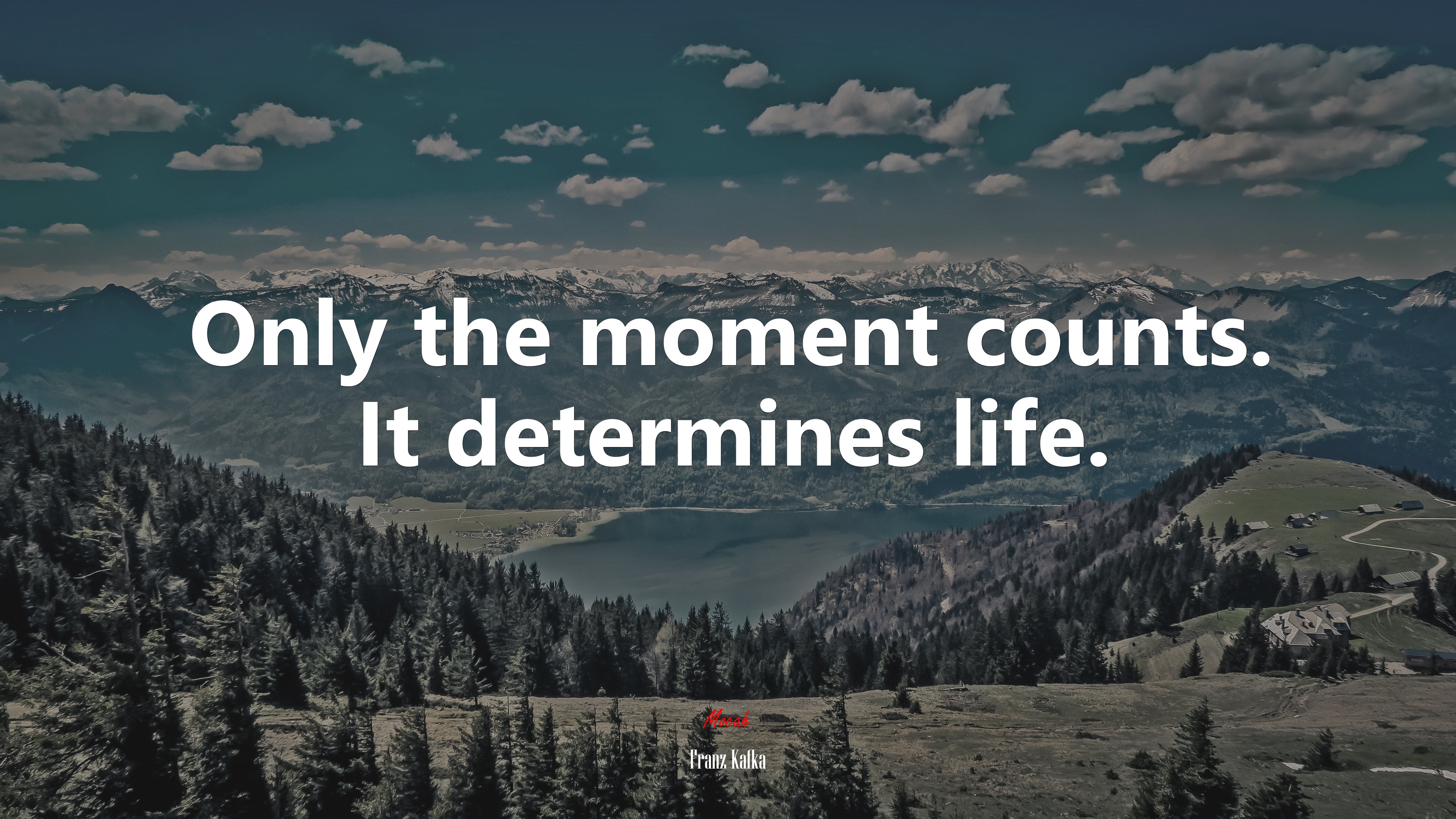 Only the moment counts. It determines life. | Franz Kafka quote HD Wallpaper