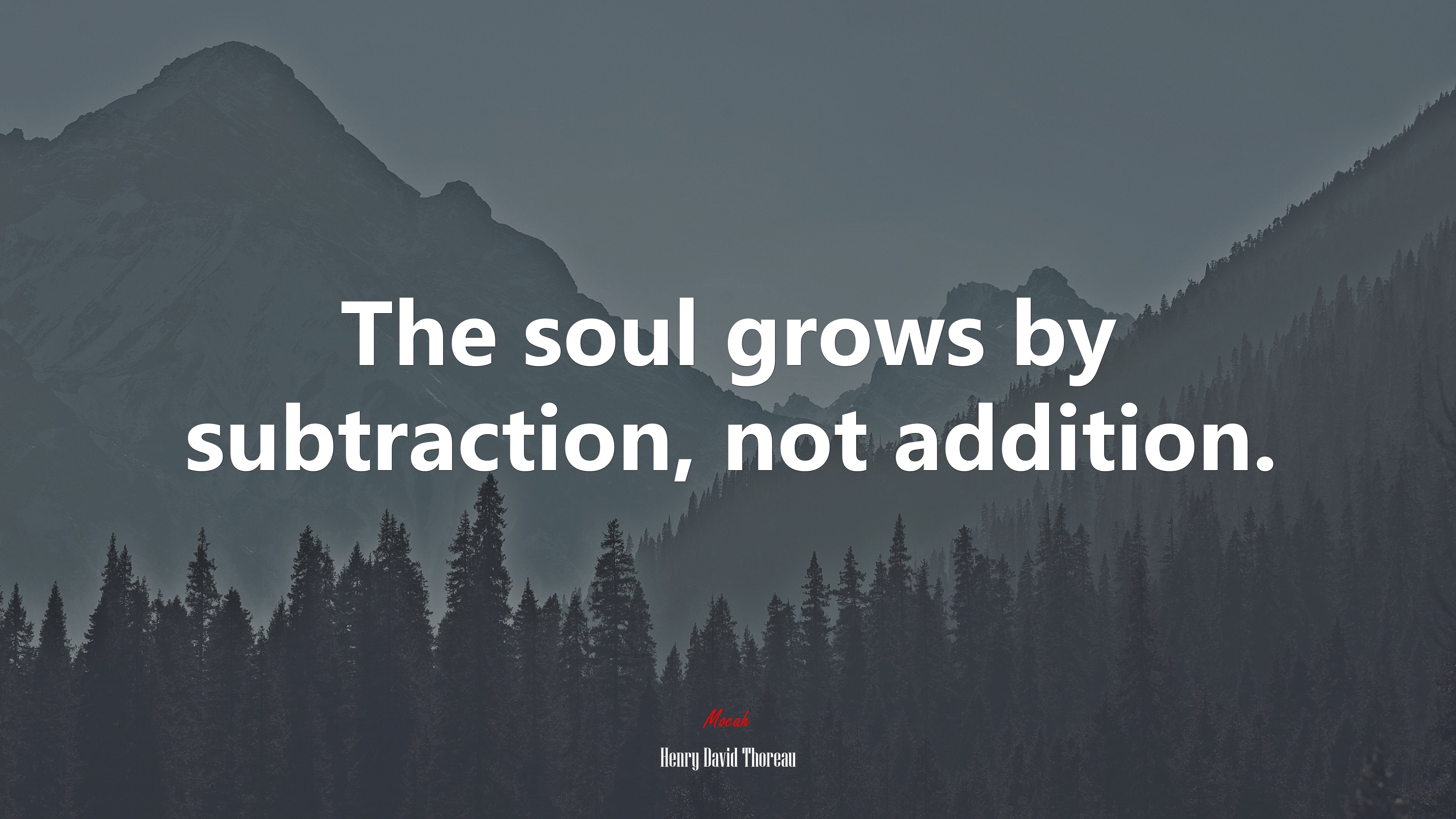 The soul grows by subtraction, not addition. | Henry David Thoreau quote HD Wallpaper