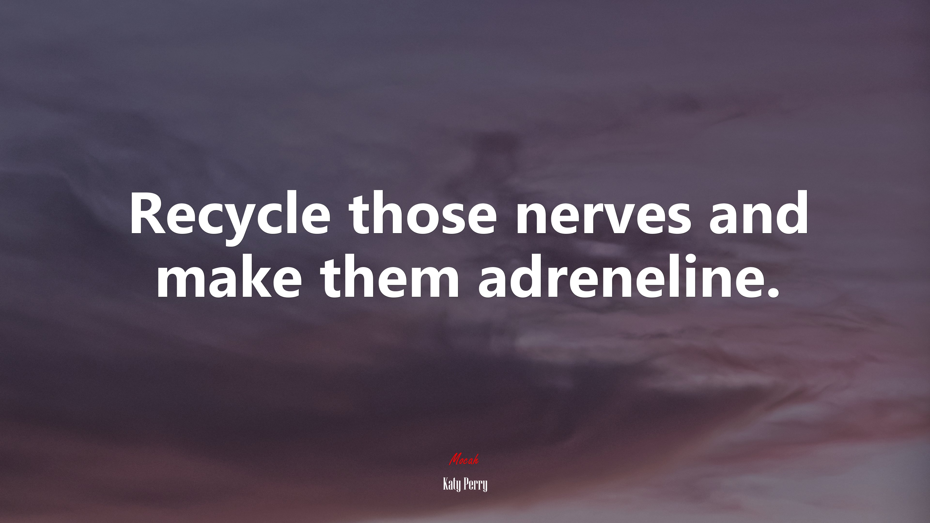 Recycle those nerves and make them adreneline. | Katy Perry quote HD Wallpaper