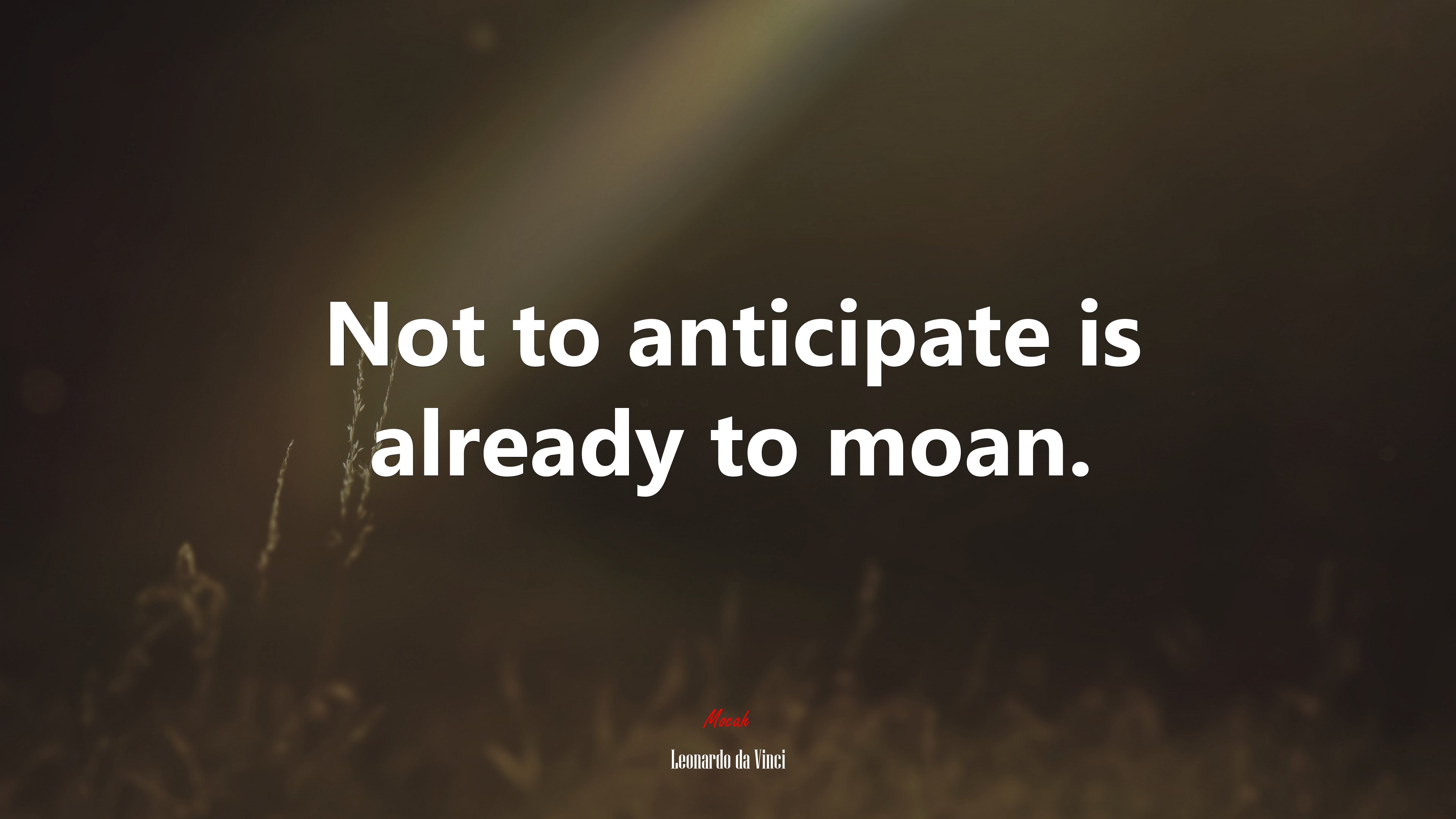 Not to anticipate is already to moan. | Leonardo da Vinci quote HD Wallpaper