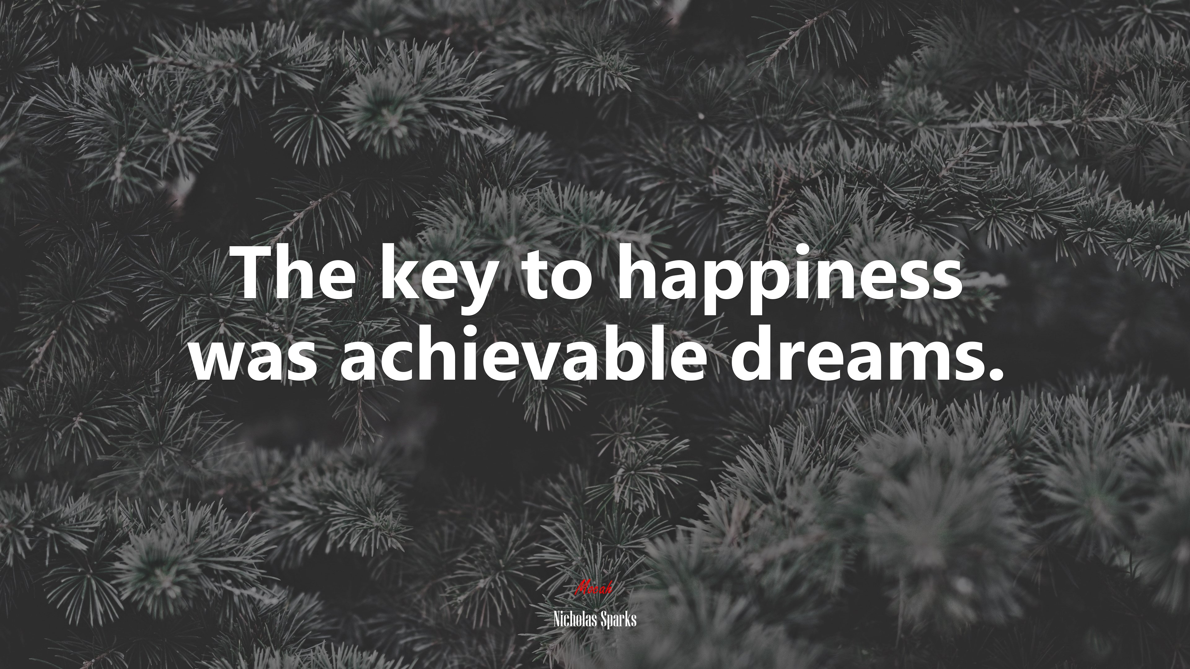 The key to happiness was achievable dreams. | Nicholas Sparks quote HD Wallpaper
