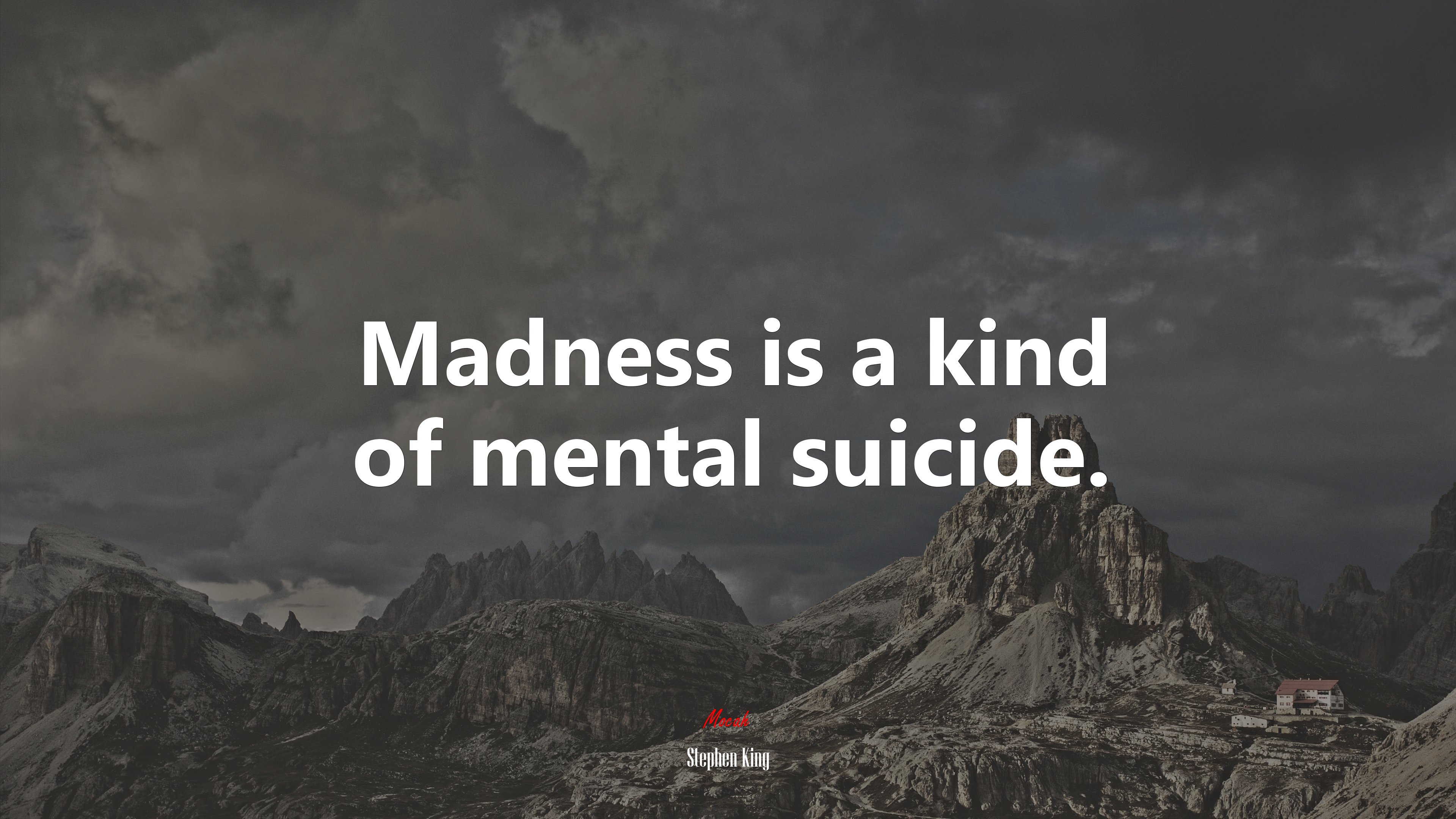 Madness is a kind of mental suicide. | Stephen King quote HD Wallpaper