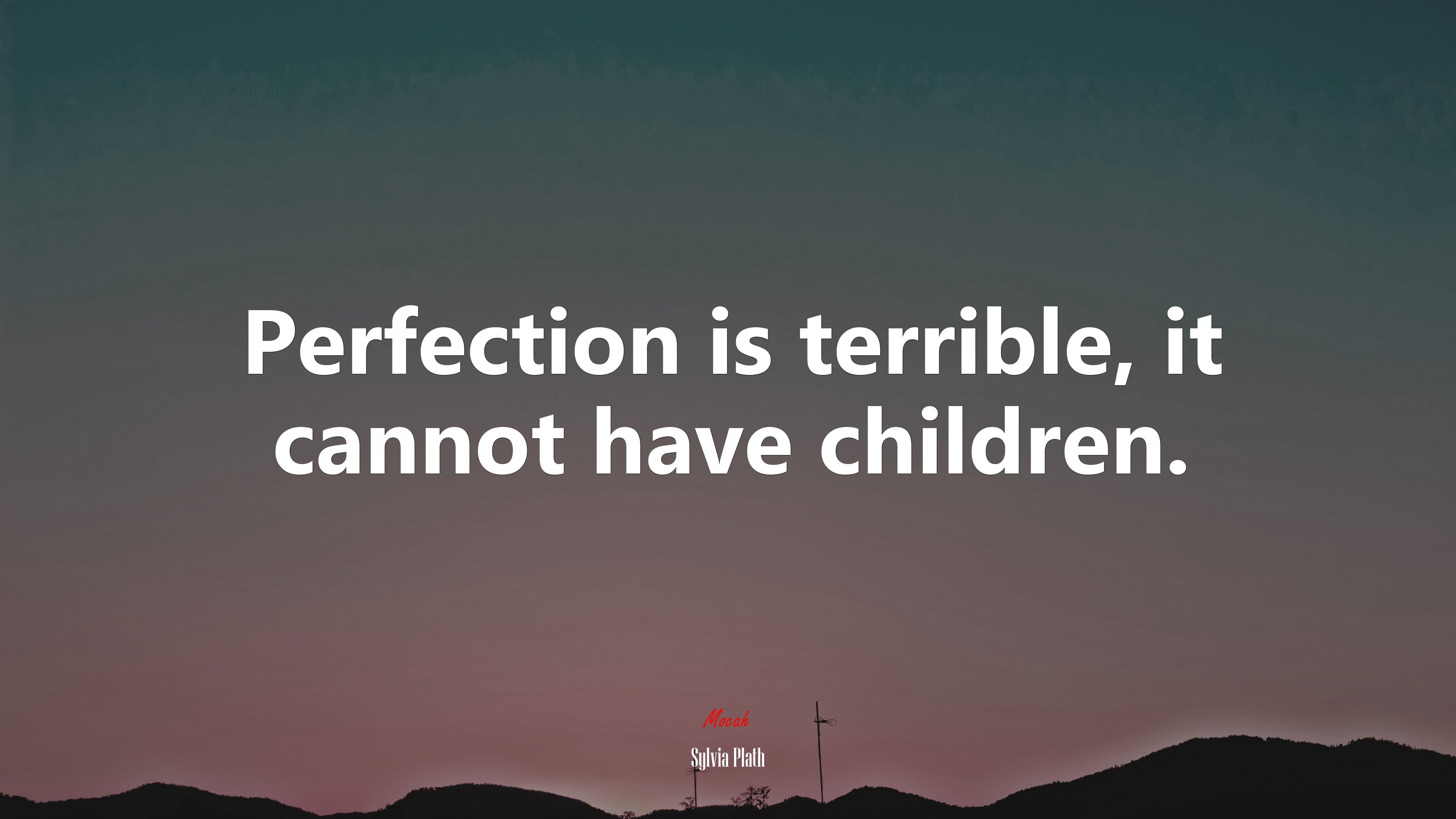 Perfection is terrible, it cannot have children. | Sylvia Plath quote HD Wallpaper