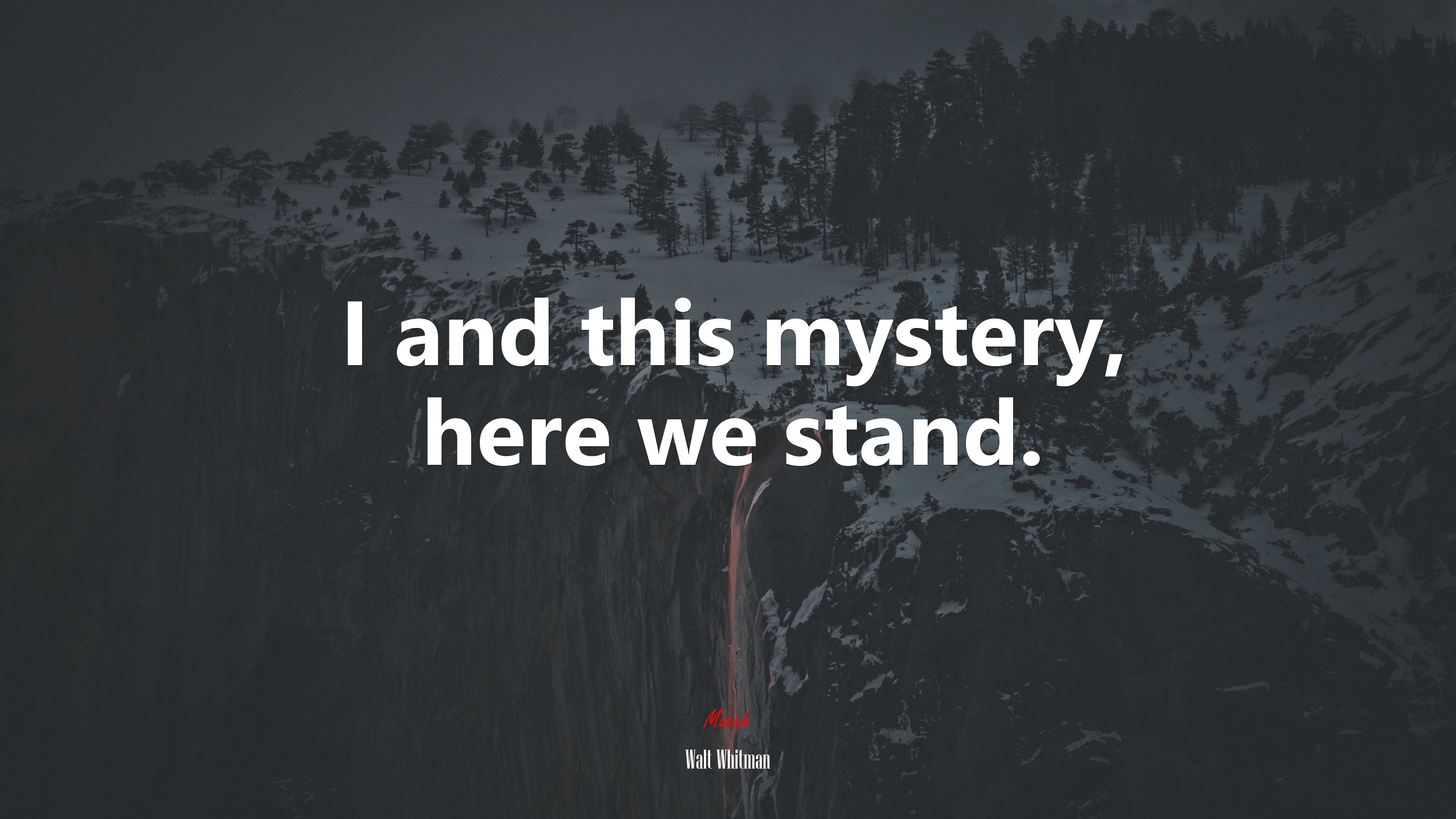I and this mystery, here we stand. | Walt Whitman quote HD Wallpaper