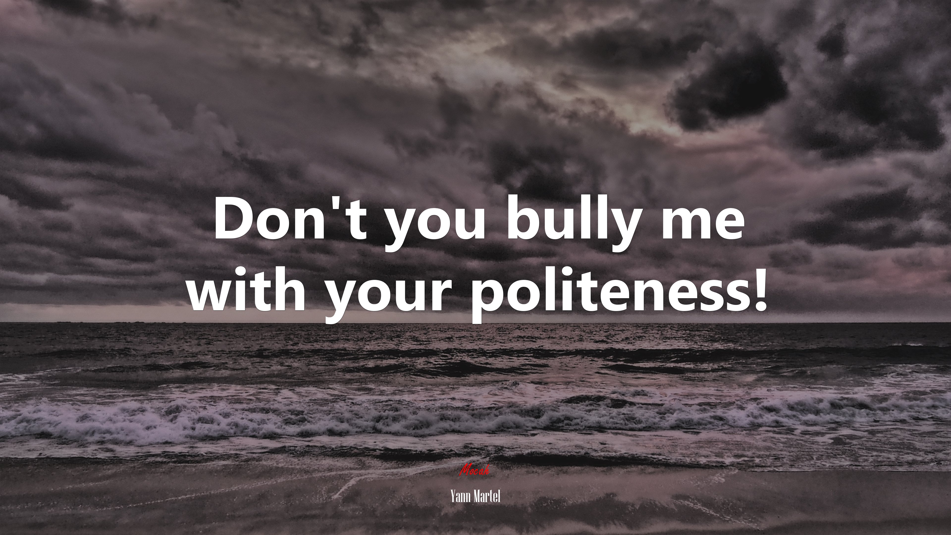 Don’t you bully me with your politeness! | Yann Martel quote HD Wallpaper