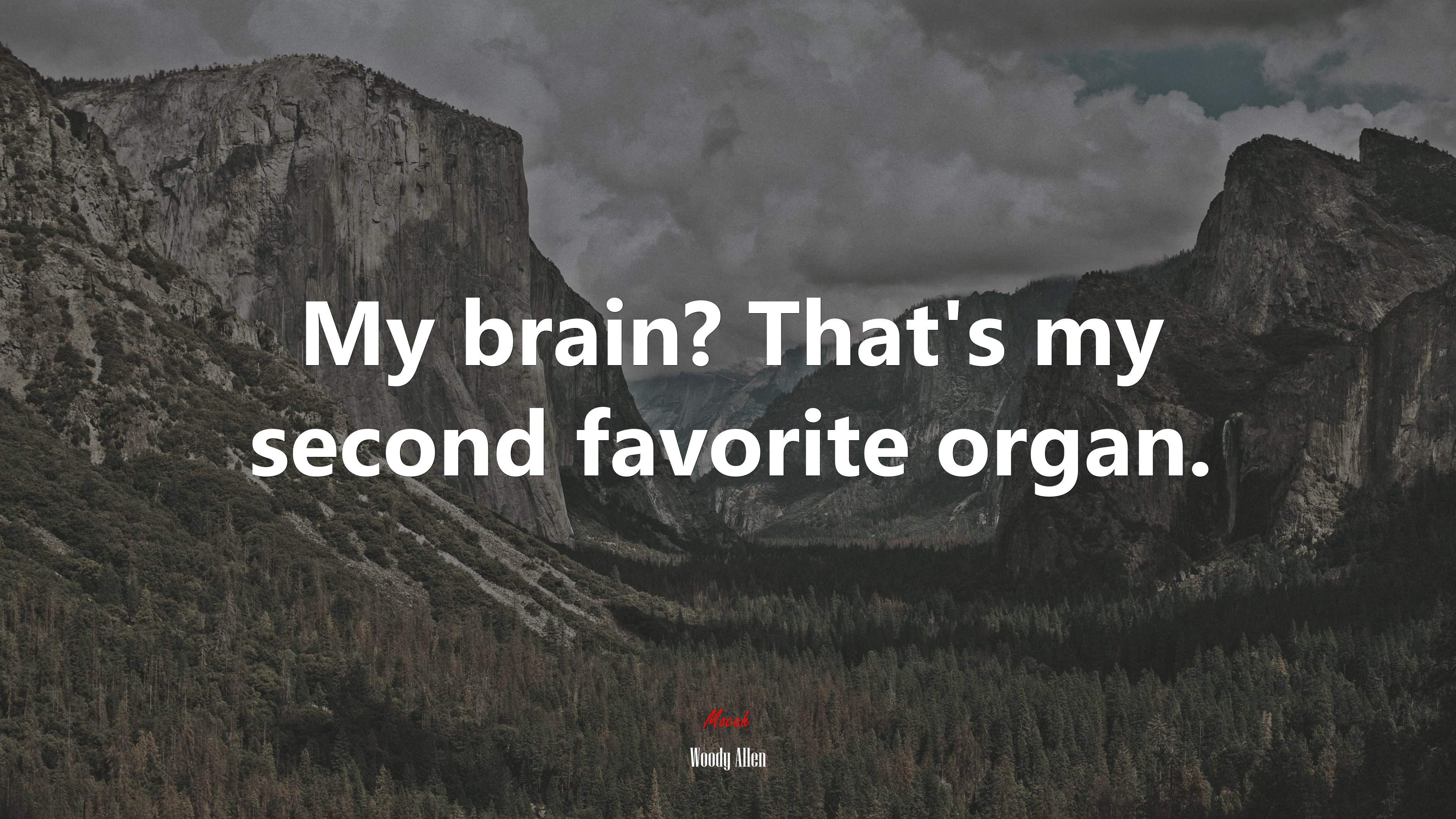 My brain? That’s my second favorite organ. | Woody Allen quote HD Wallpaper