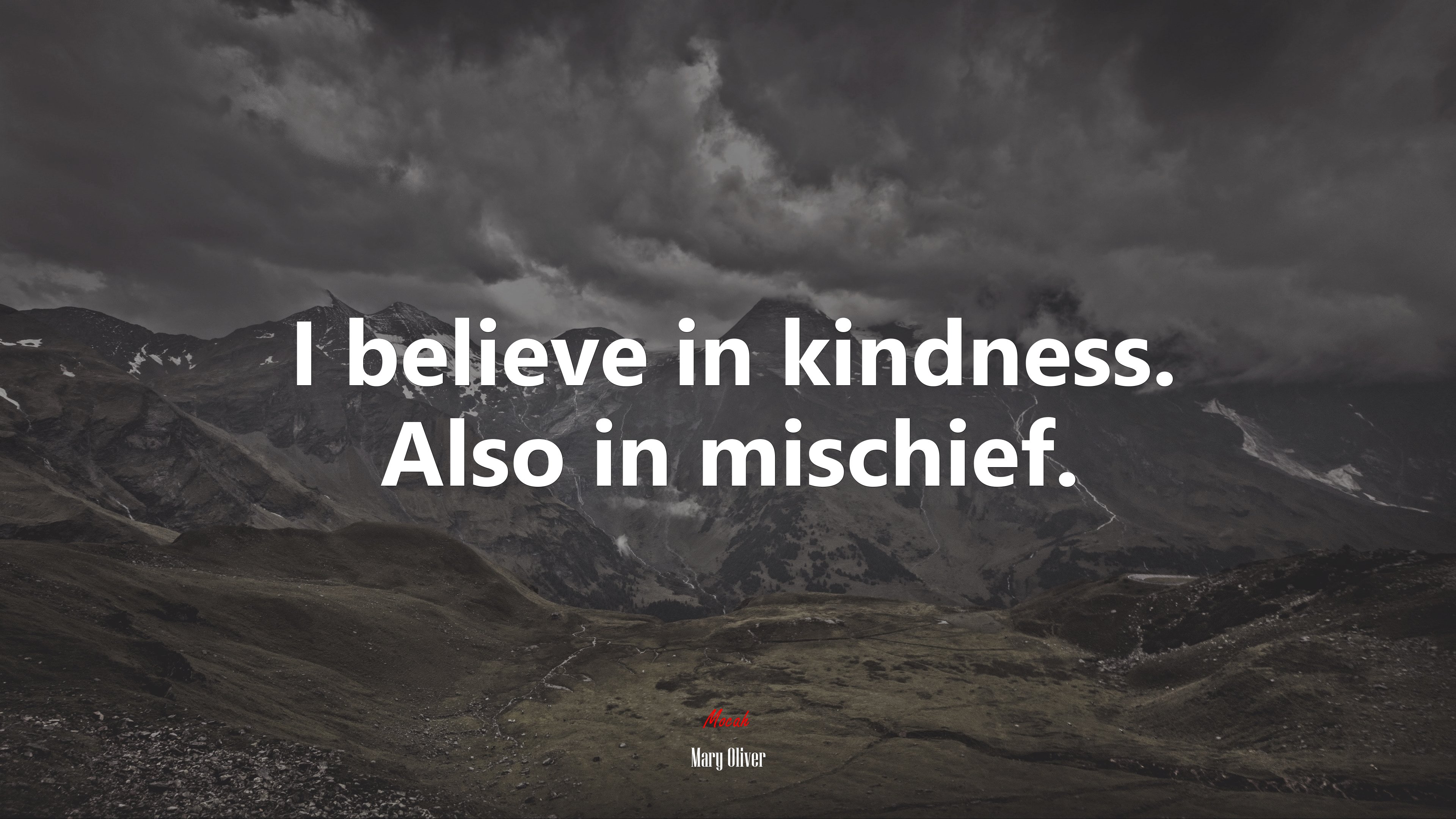 I believe in kindness. Also in mischief. | Mary Oliver quote HD Wallpaper