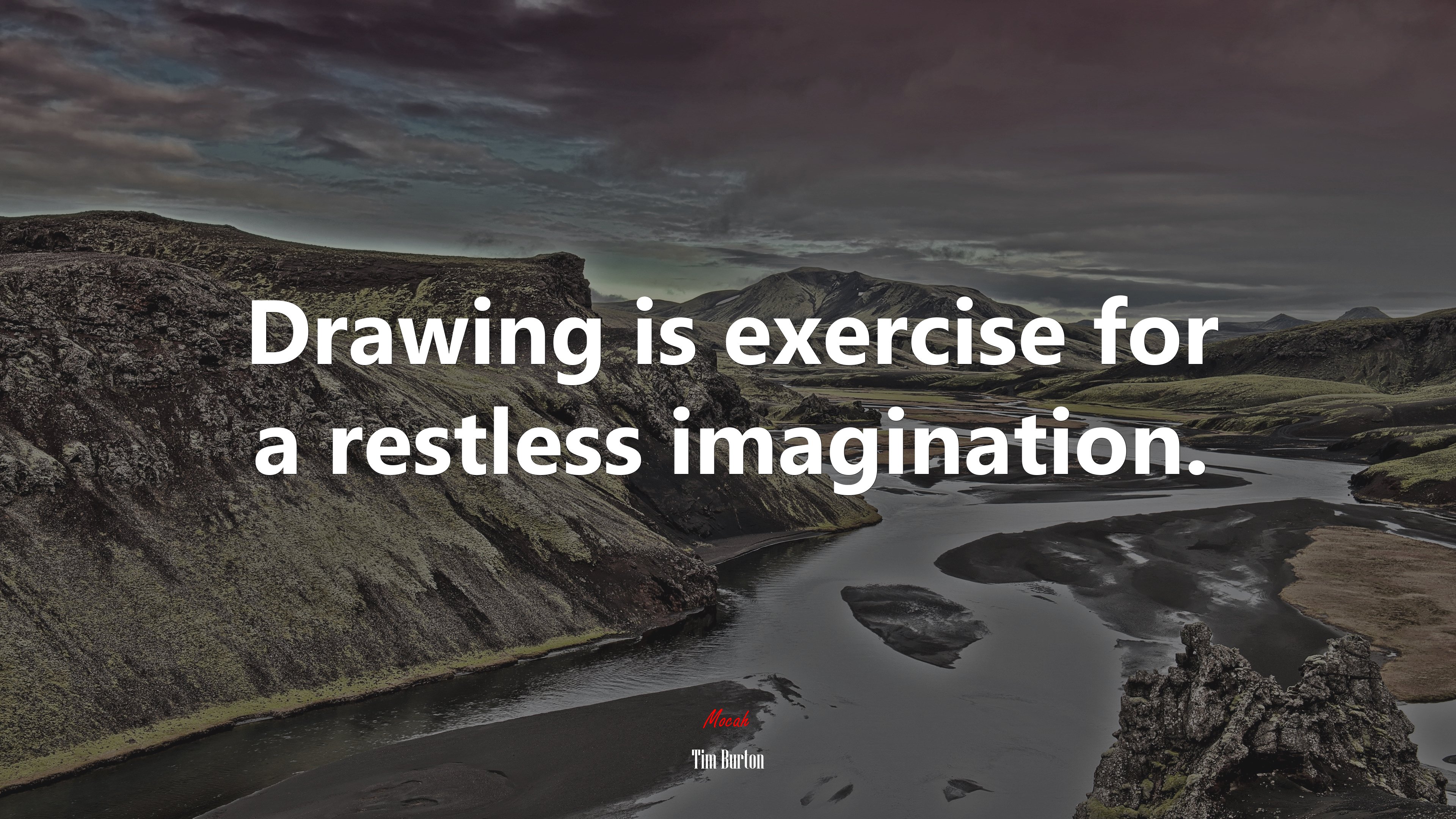 Drawing is exercise for a restless imagination. | Tim Burton quote HD Wallpaper