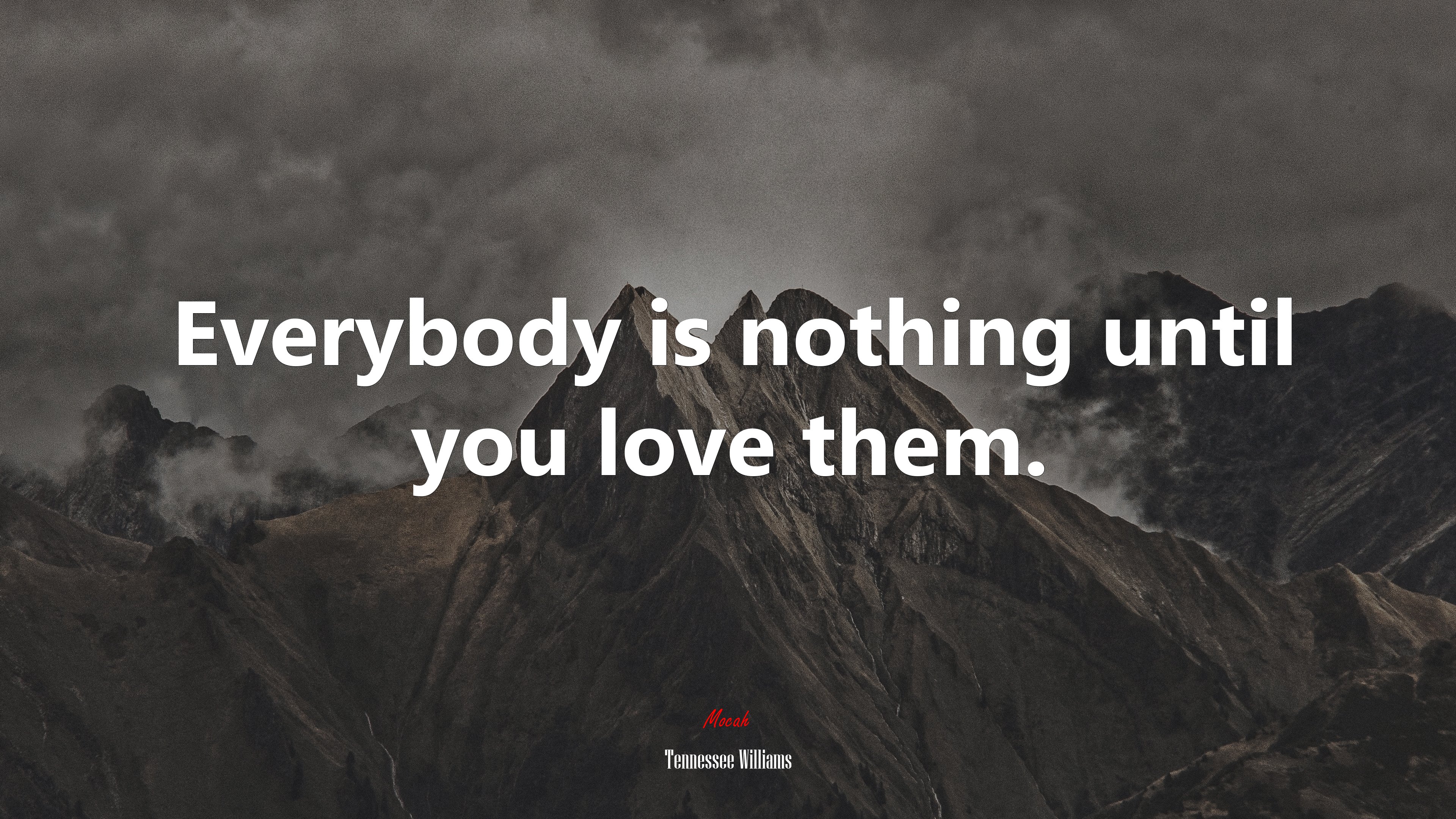 Everybody is nothing until you love them. | Tennessee Williams quote HD Wallpaper