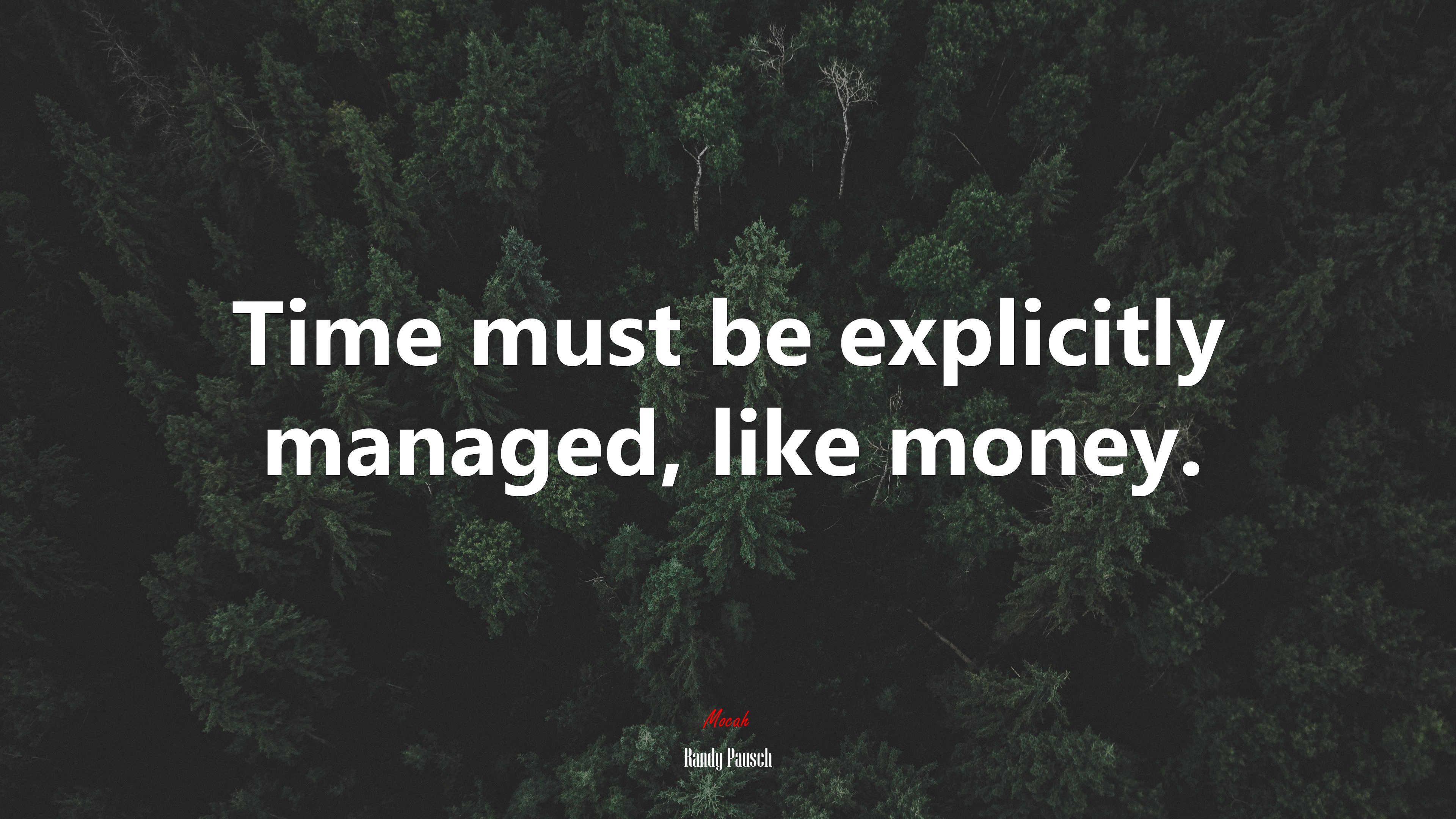 Time must be explicitly managed, like money. | Randy Pausch quote HD Wallpaper