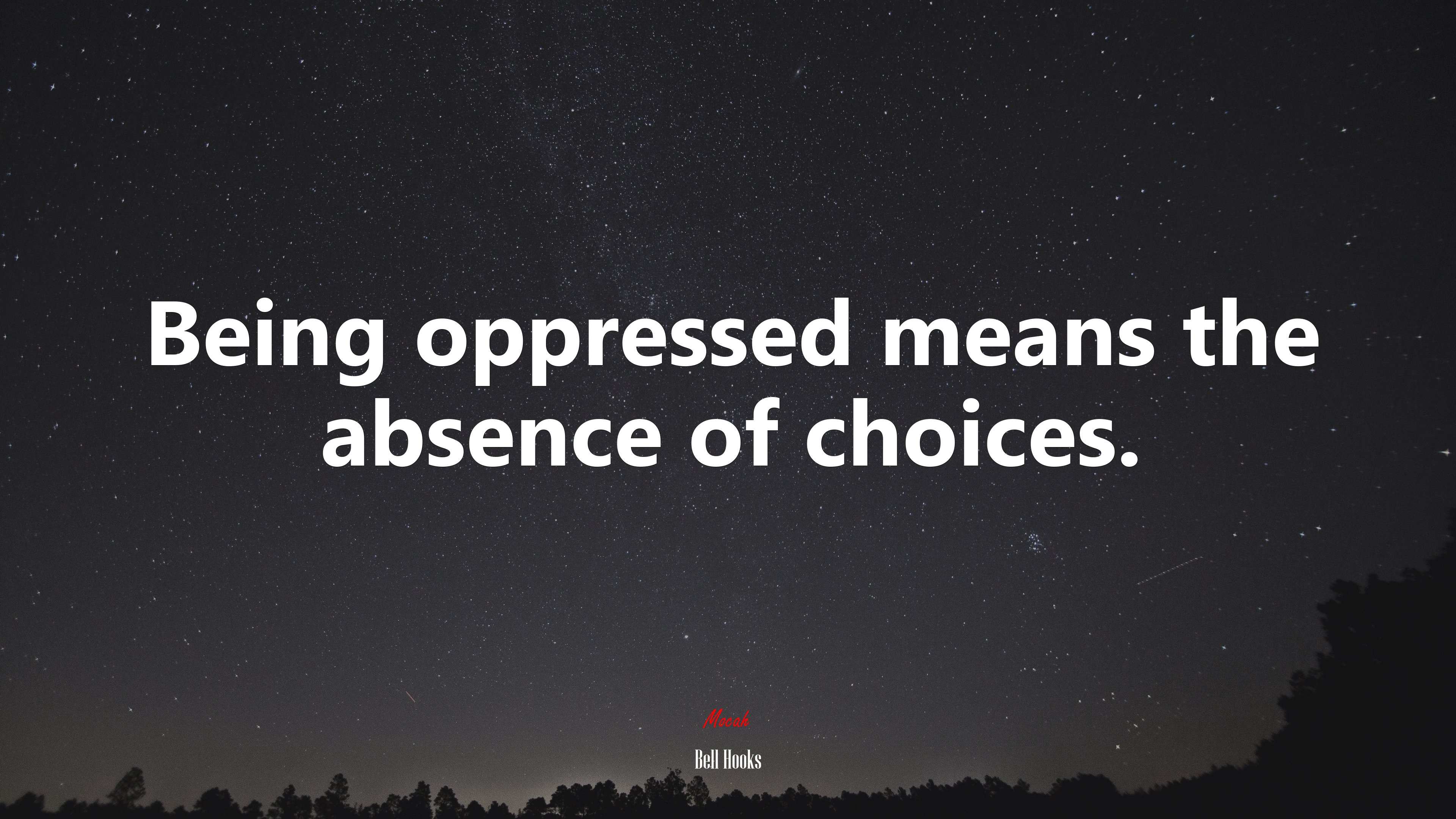 Being oppressed means the absence of choices. | Bell Hooks quote HD Wallpaper