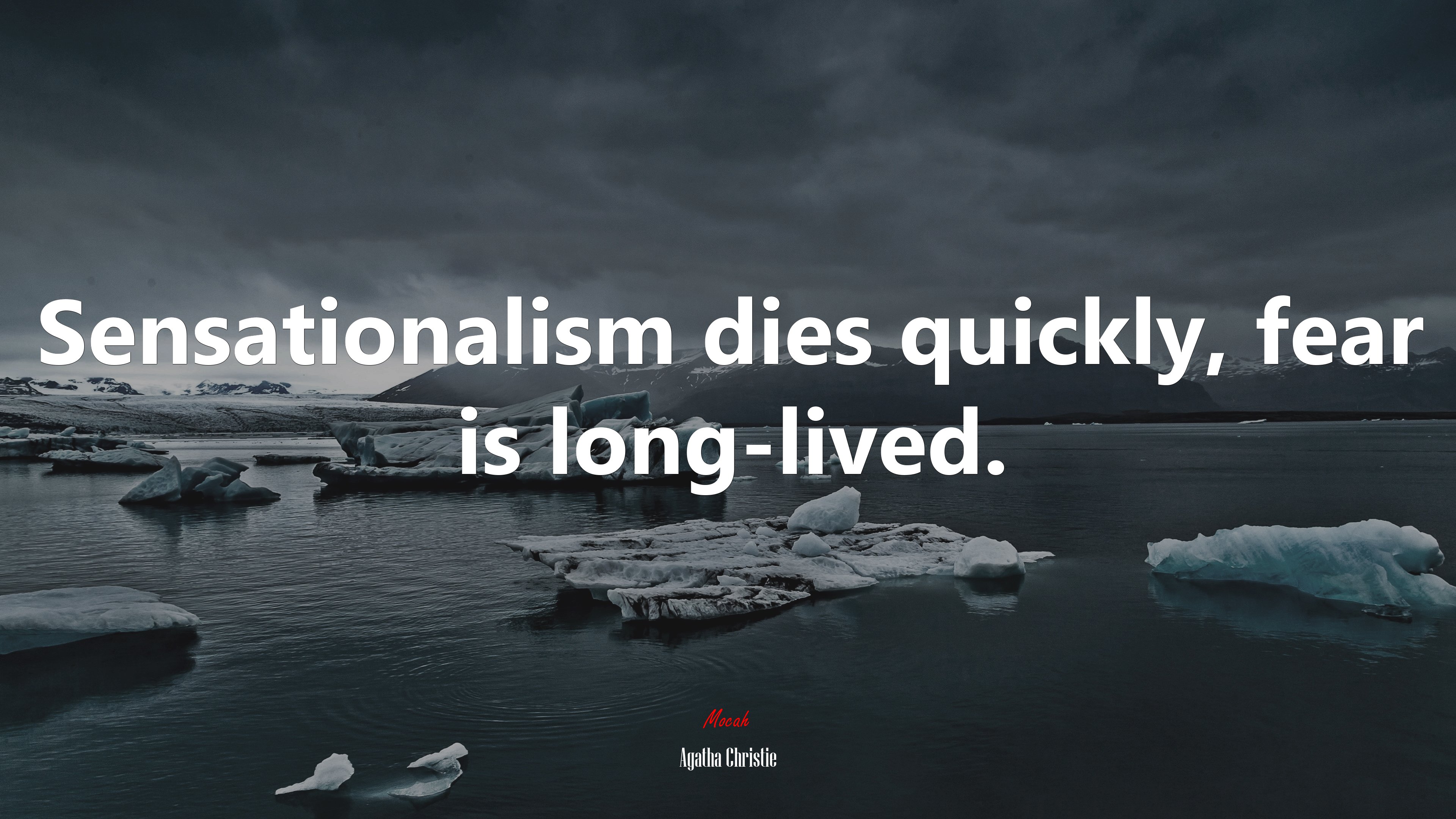 Sensationalism dies quickly, fear is long-lived. | Agatha Christie quote HD Wallpaper