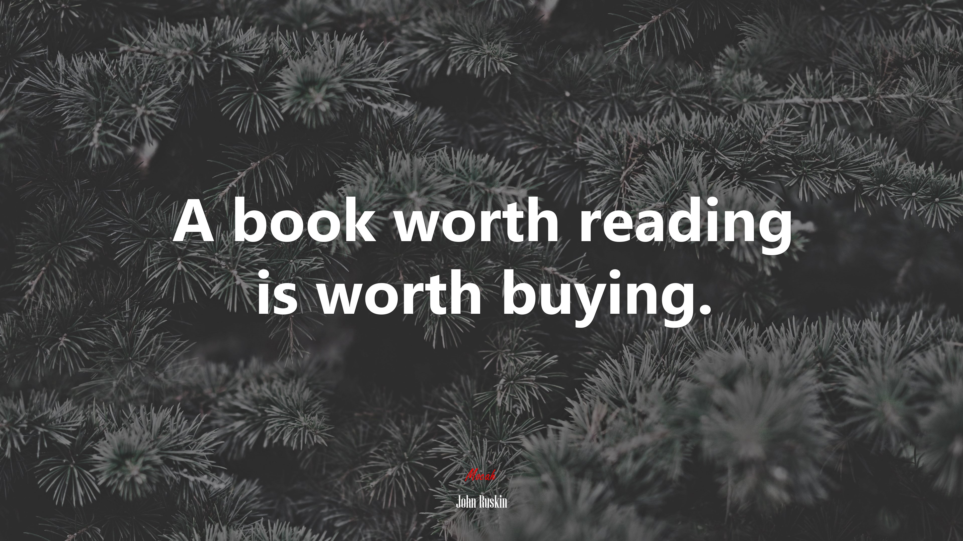 A book worth reading is worth buying. | John Ruskin quote HD Wallpaper