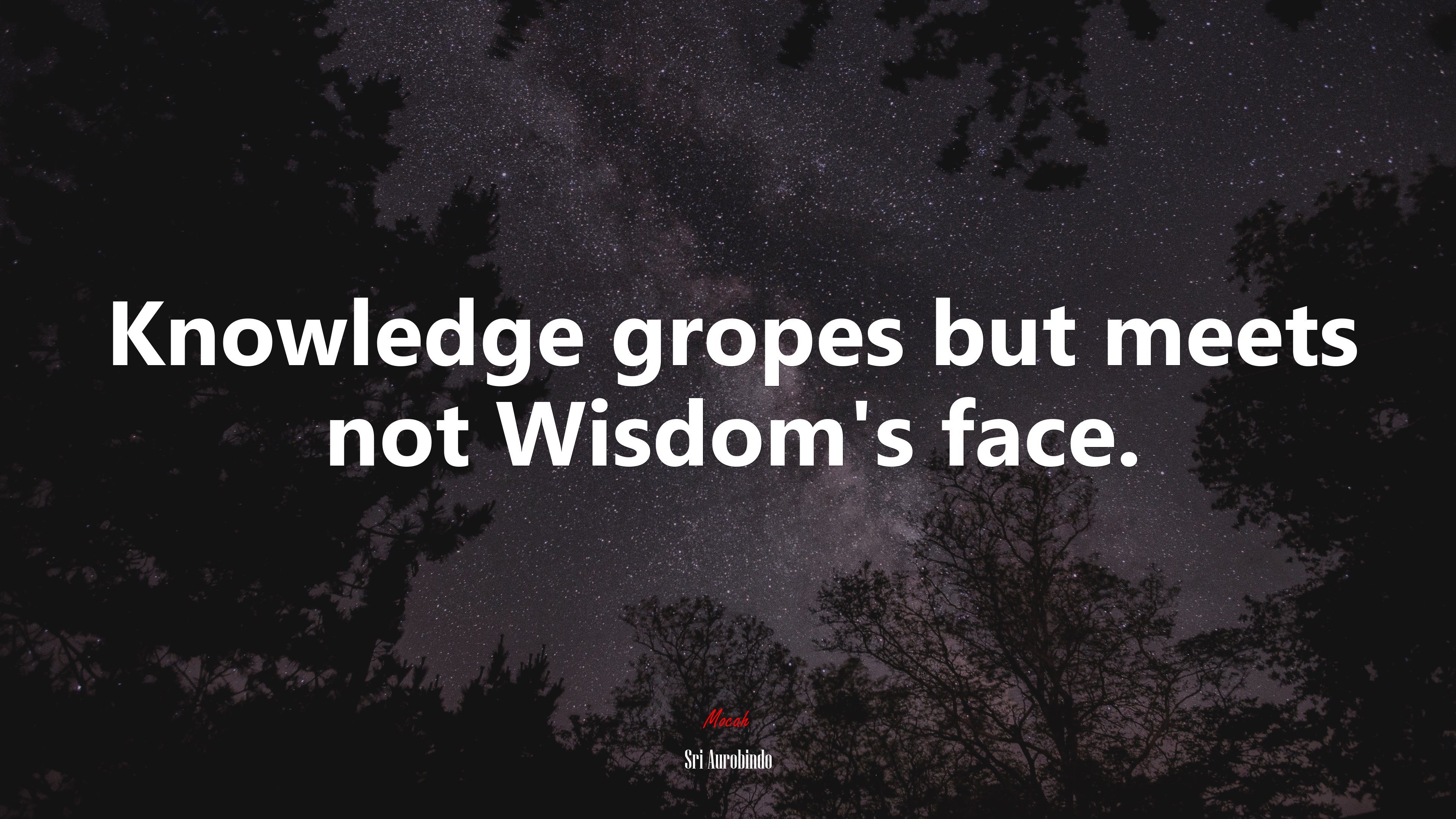 Knowledge gropes but meets not Wisdom’s face. | Sri Aurobindo quote HD Wallpaper