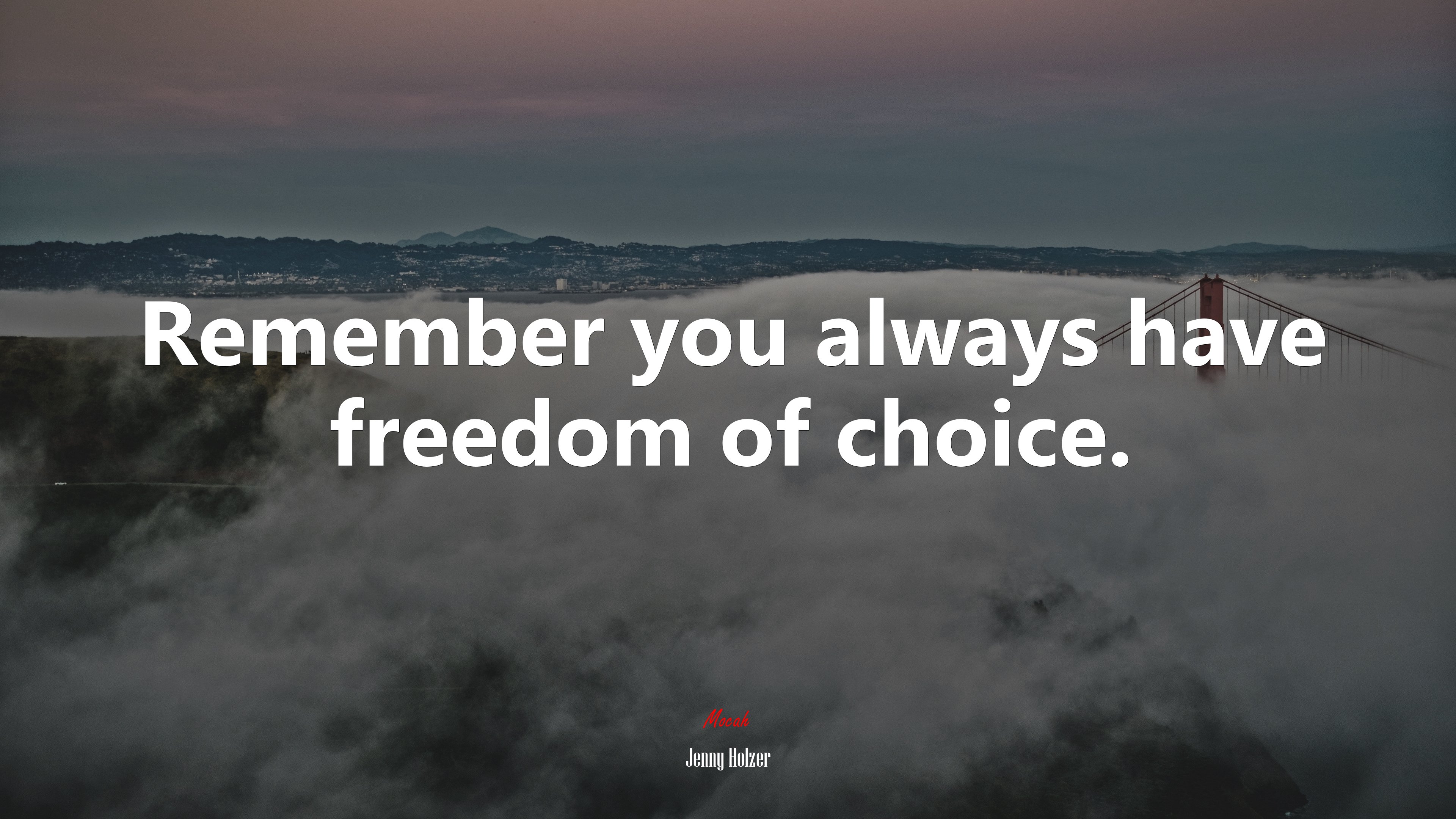 Remember you always have freedom of choice. | Jenny Holzer quote HD Wallpaper