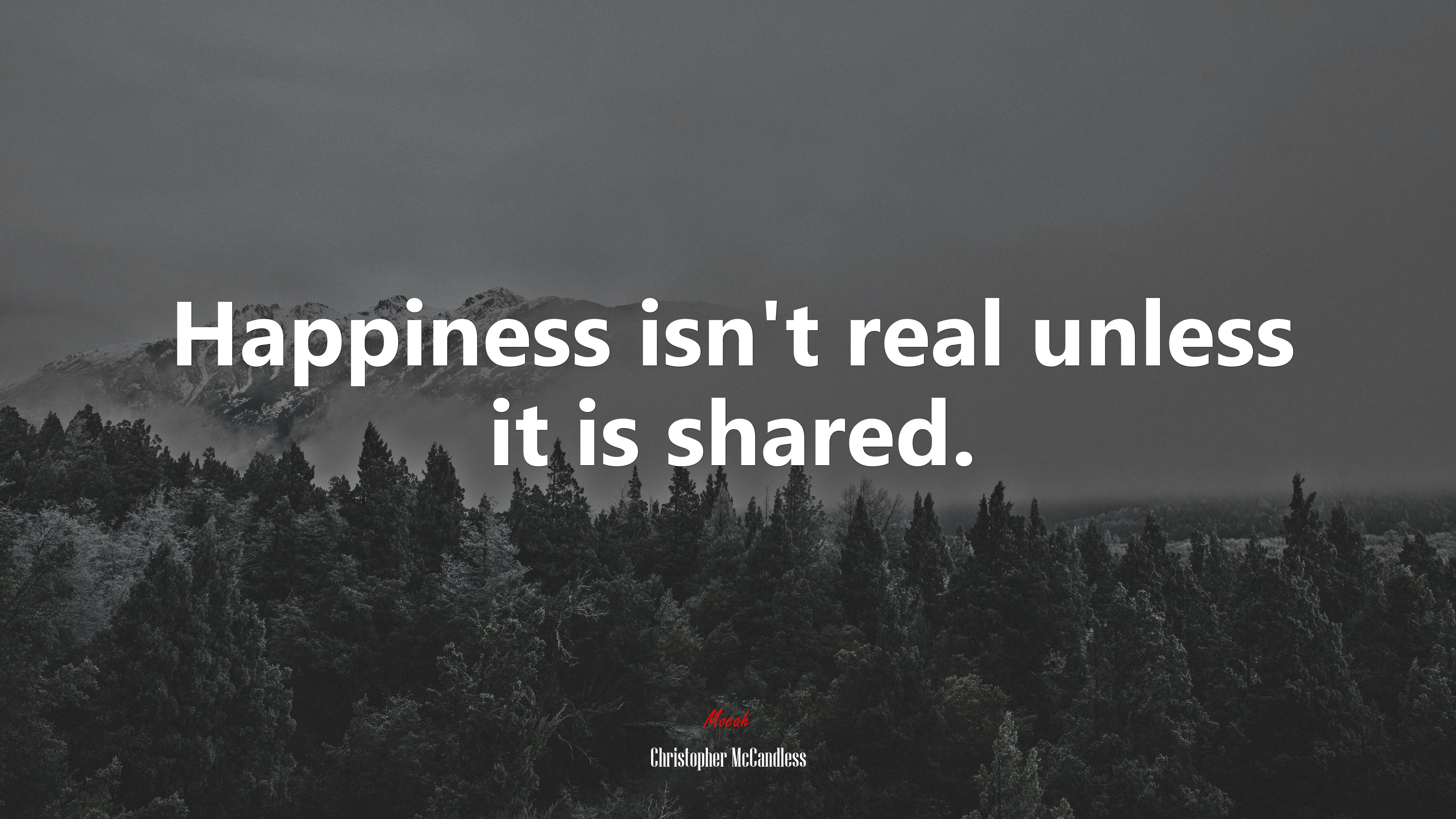 Happiness isn’t real unless it is shared. | Christopher McCandless quote HD Wallpaper