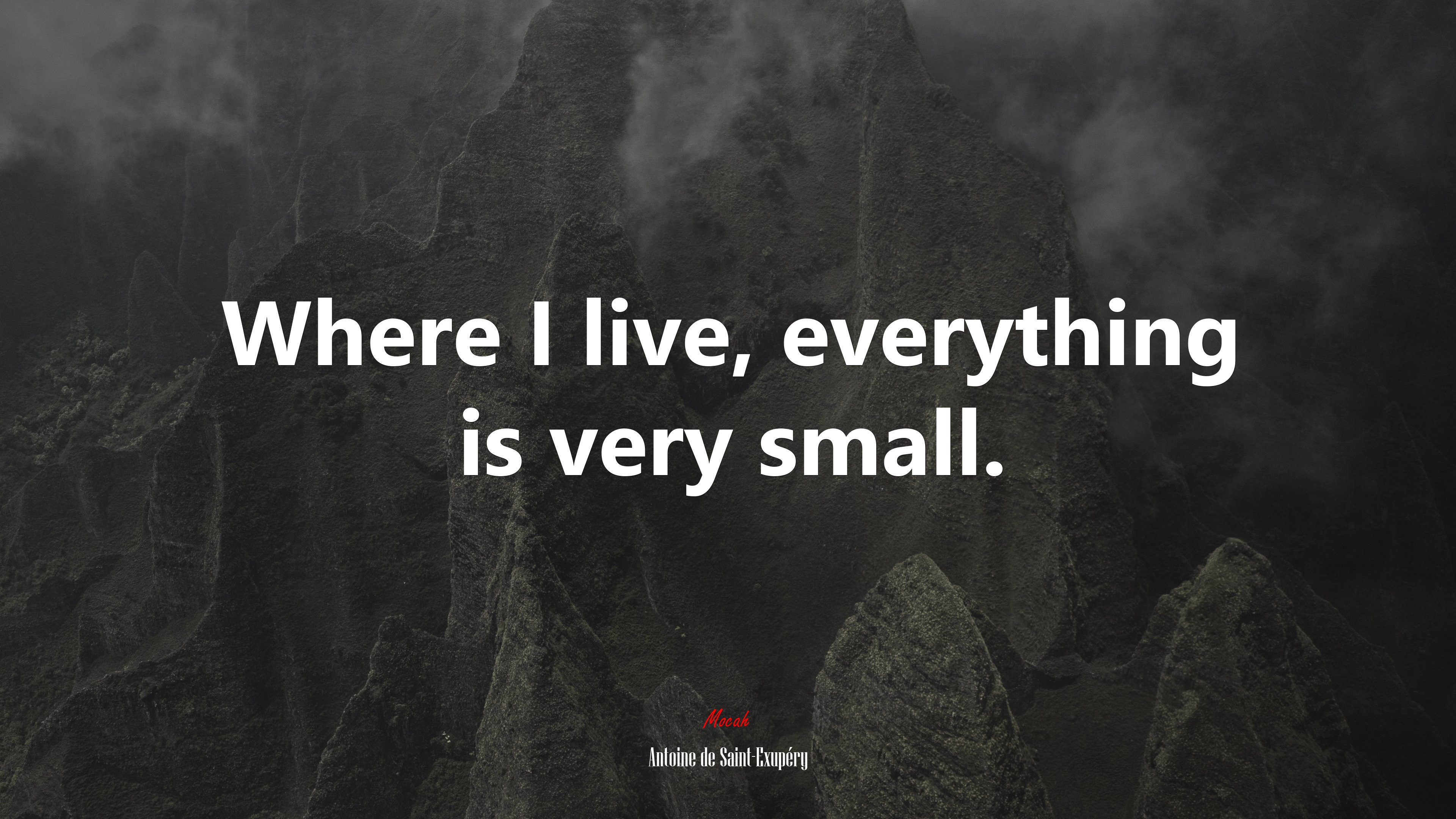 Where I live, everything is very small. | Antoine de Saint-Exupéry quote HD Wallpaper