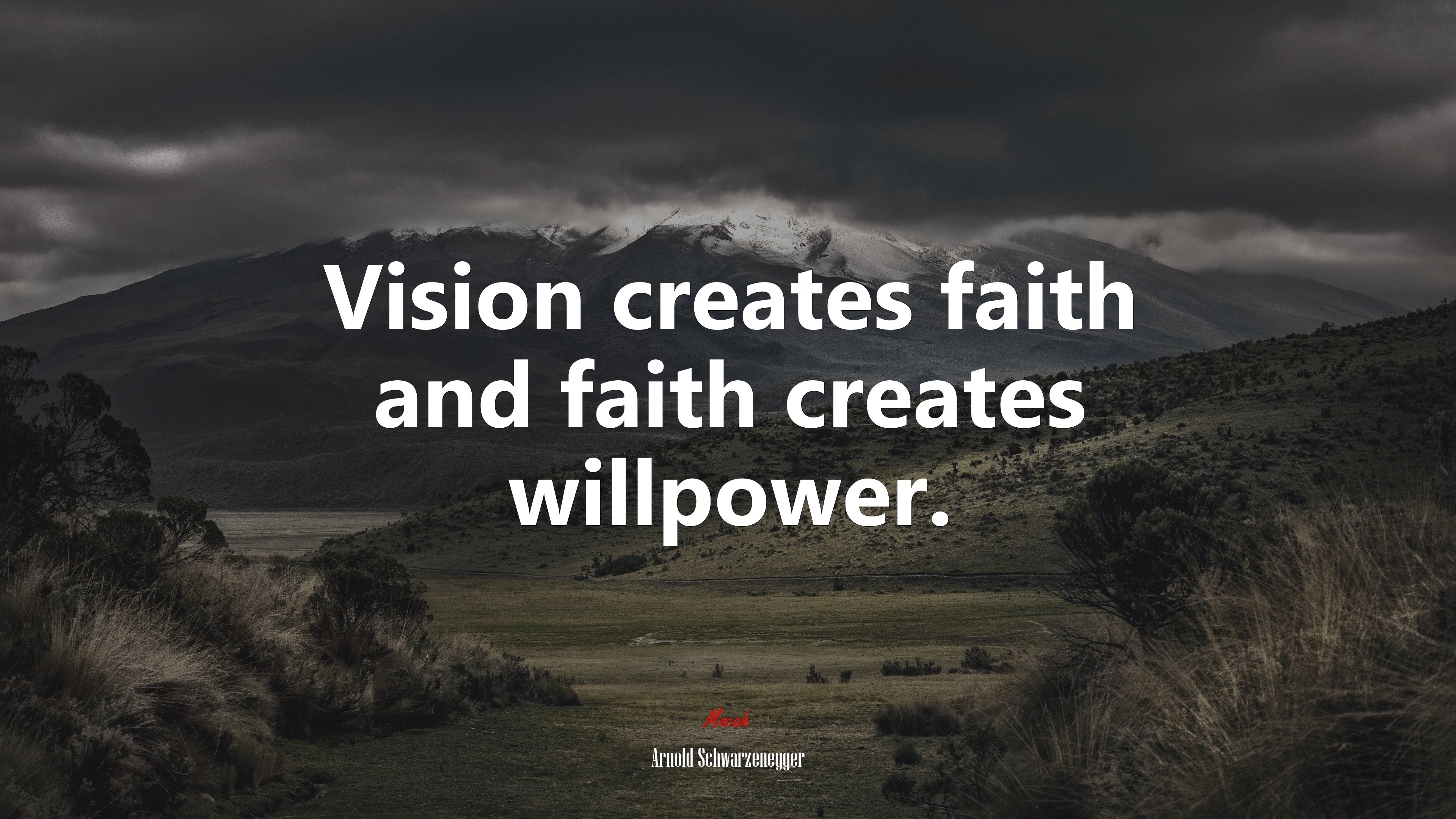 Vision creates faith and faith creates willpower. | Arnold Schwarzenegger quote HD Wallpaper