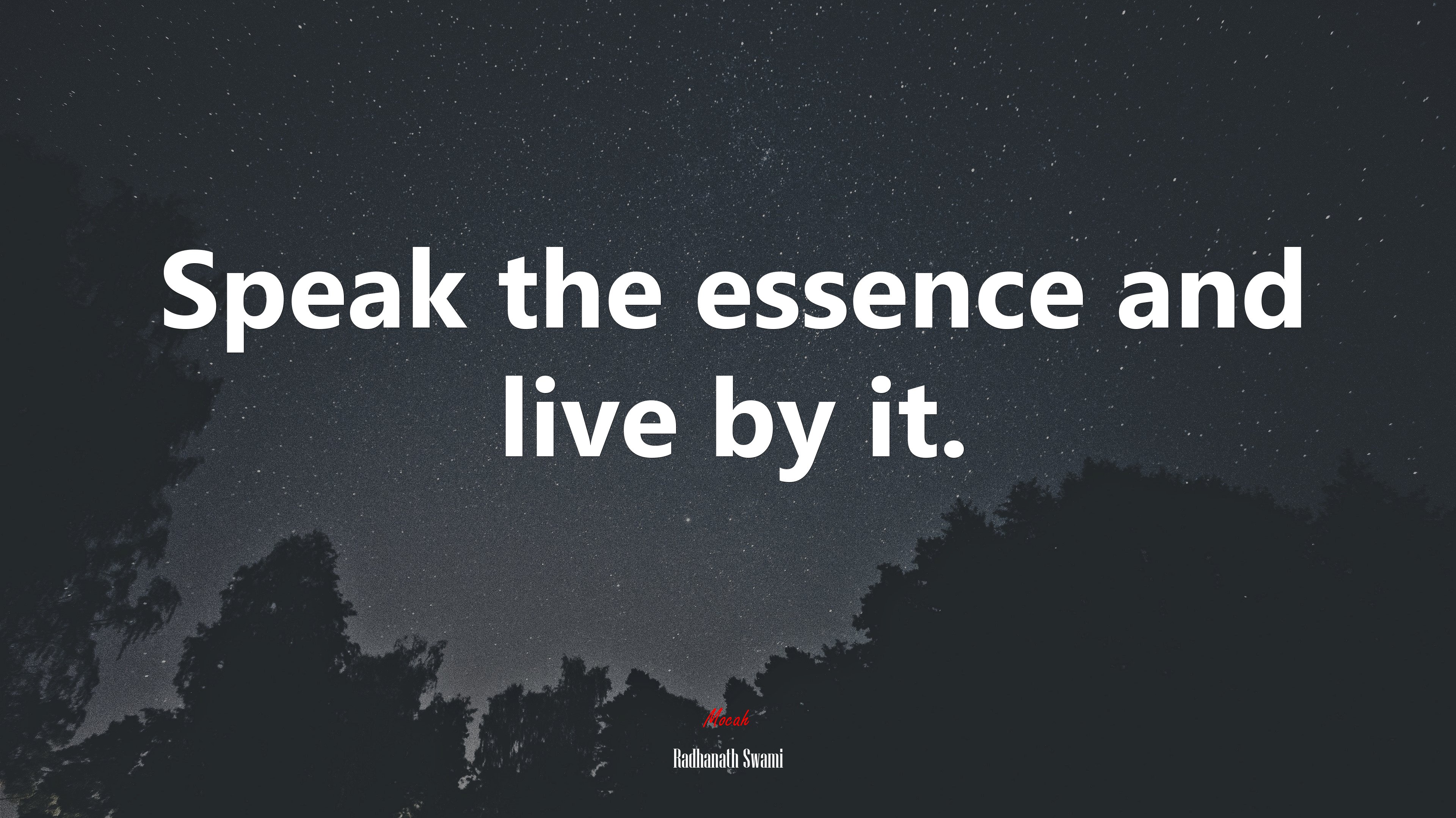 Speak the essence and live by it. | Radhanath Swami quote HD Wallpaper