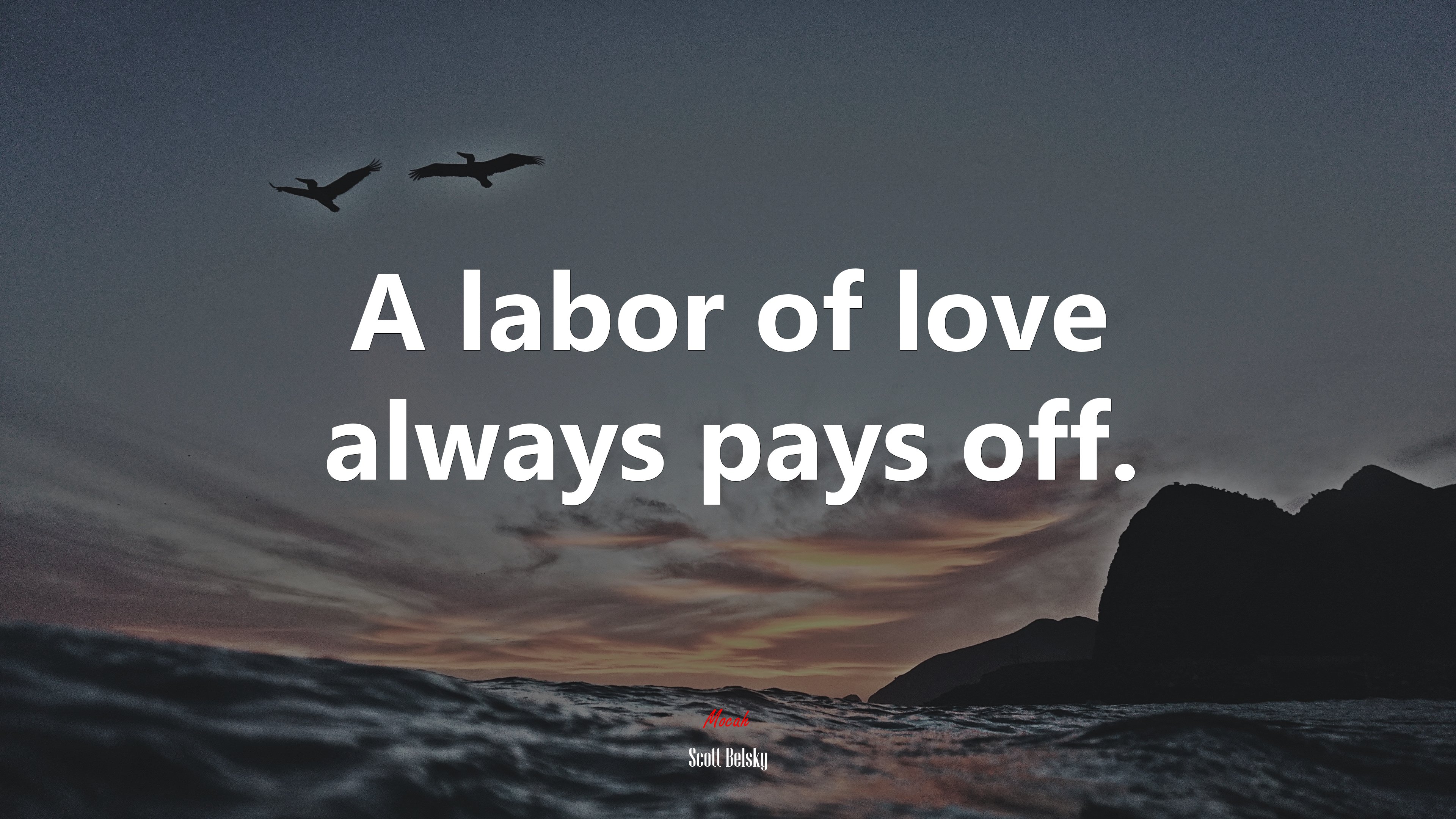 A labor of love always pays off. | Scott Belsky quote HD Wallpaper