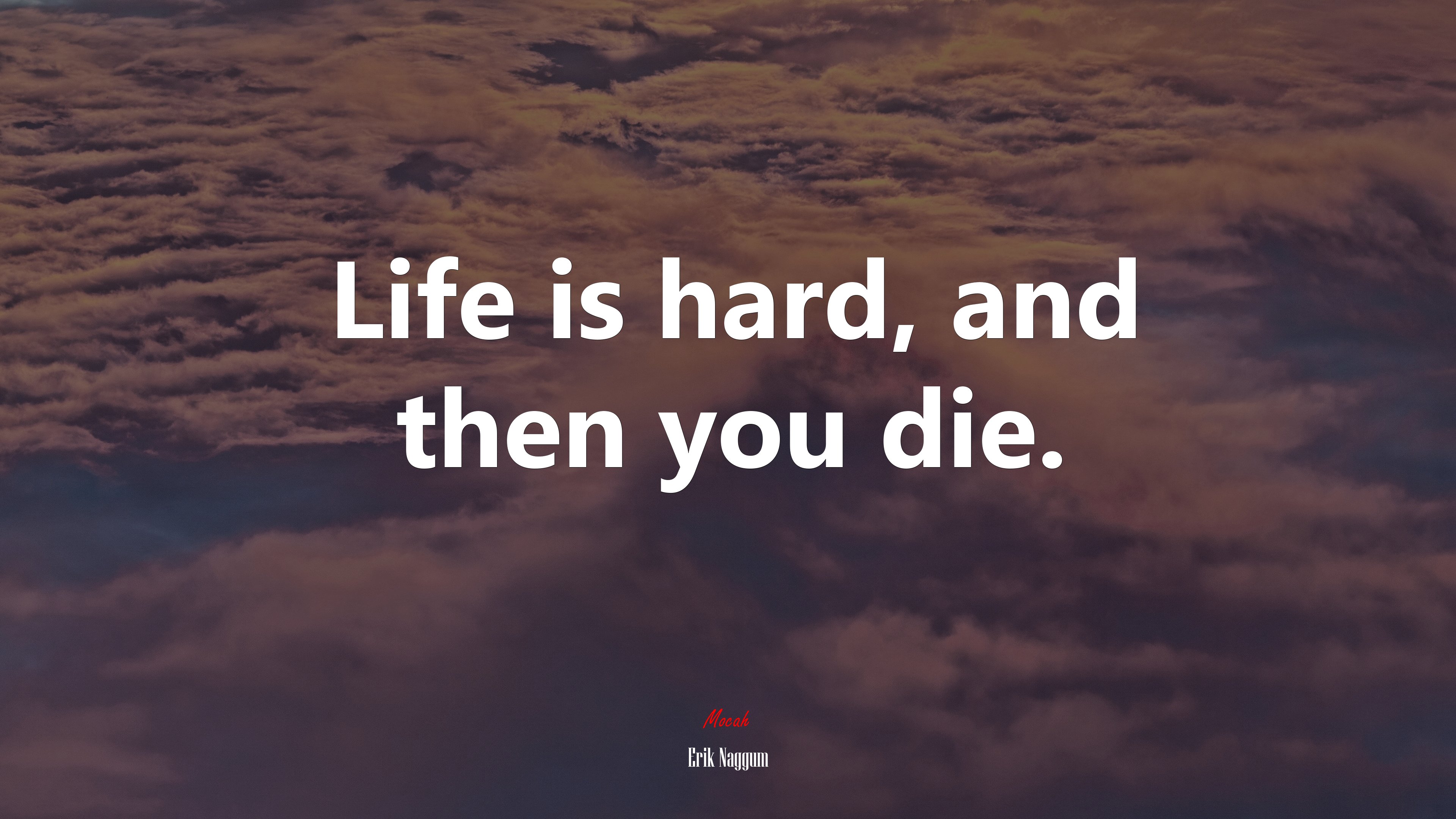 Life is hard, and then you die. | Erik Naggum quote HD Wallpaper