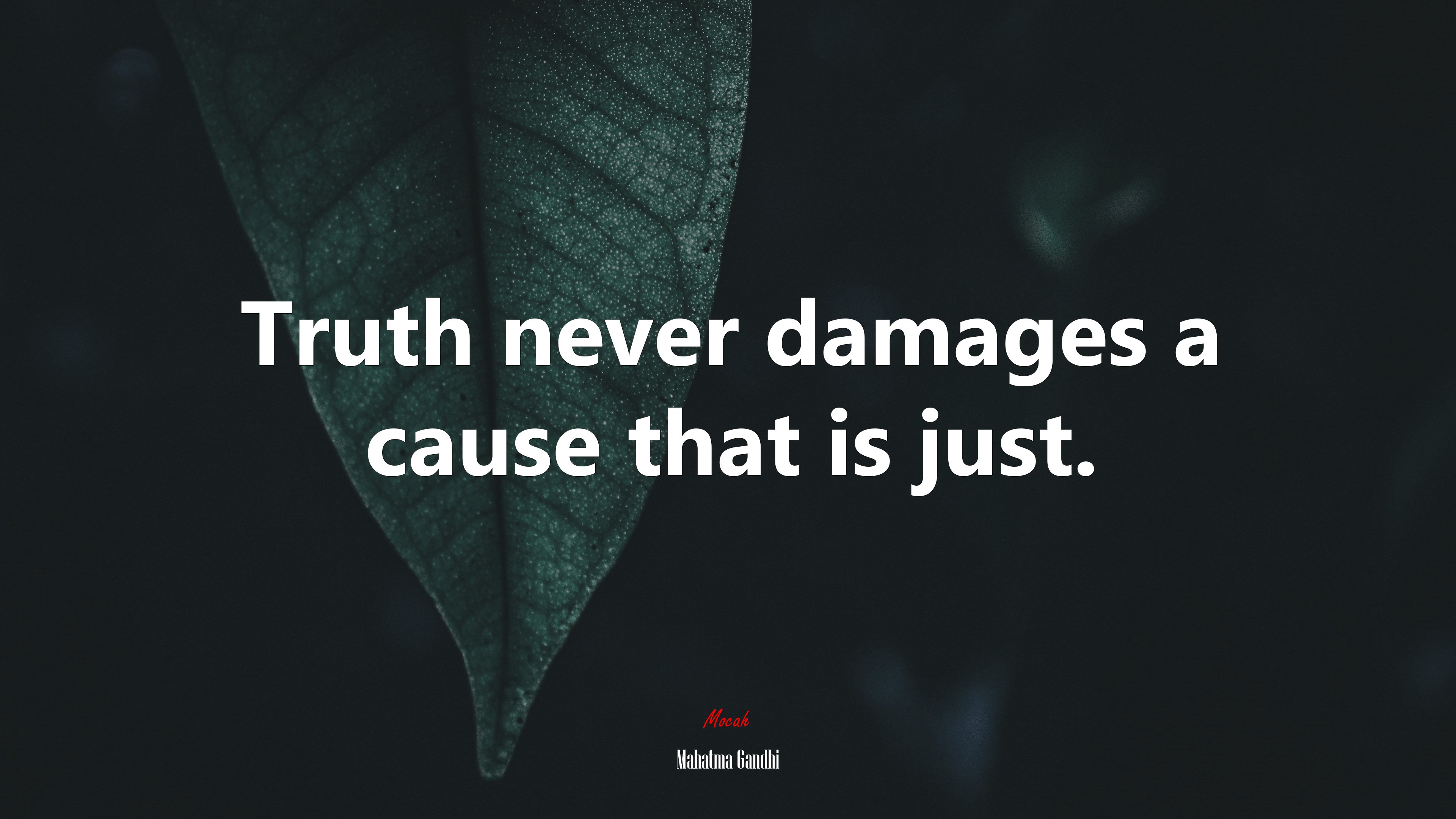Truth never damages a cause that is just. | Mahatma Gandhi quote HD Wallpaper