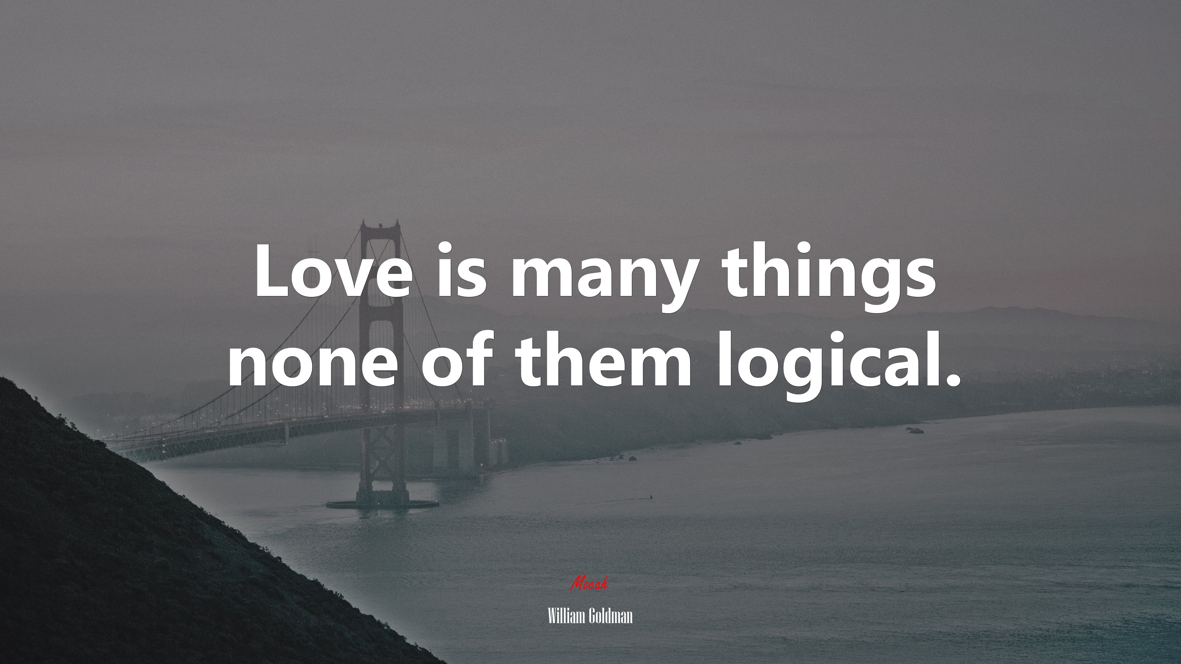 Love is many things none of them logical. | William Goldman quote HD Wallpaper