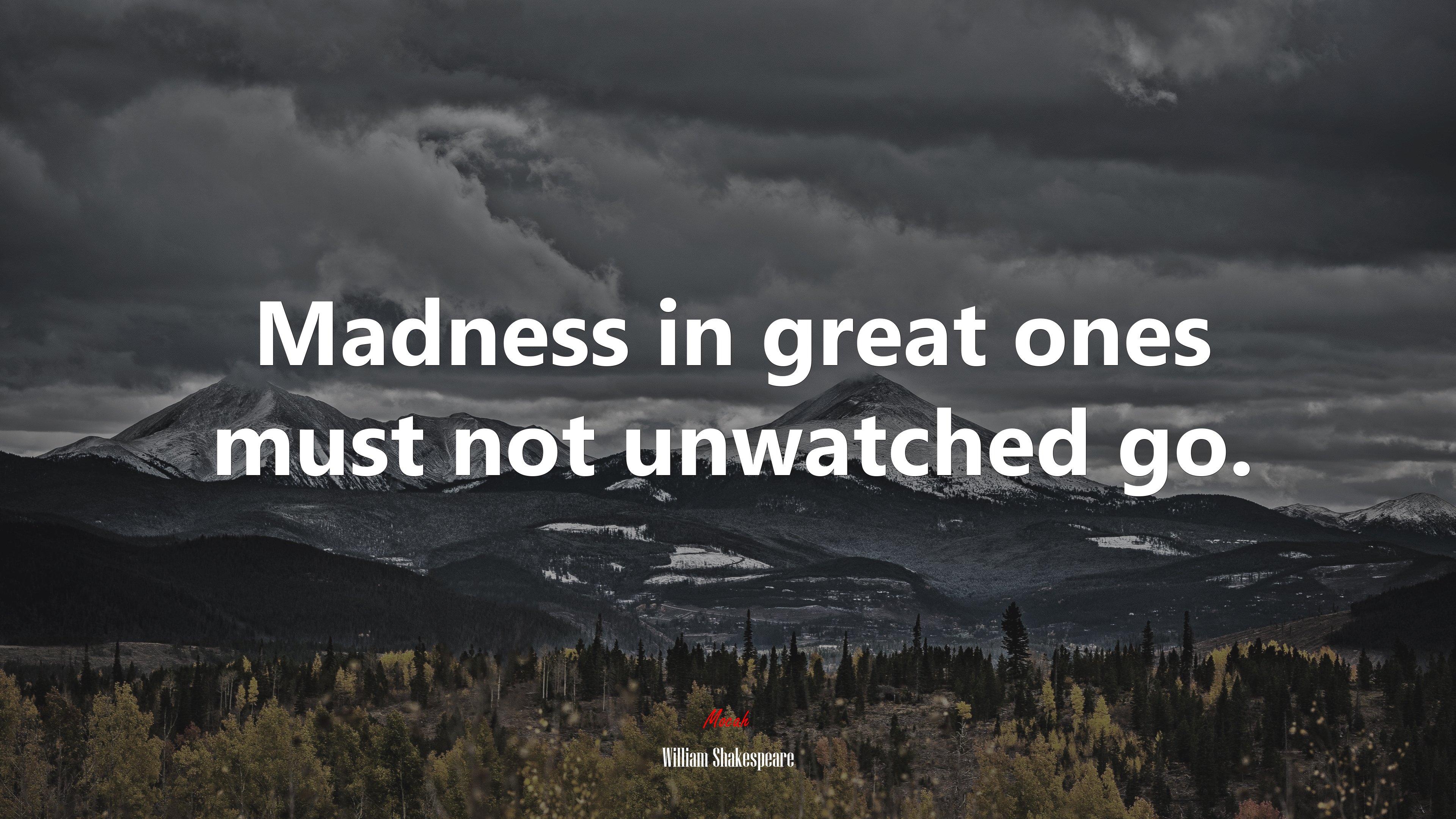 Madness in great ones must not unwatched go. | William Shakespeare quote HD Wallpaper