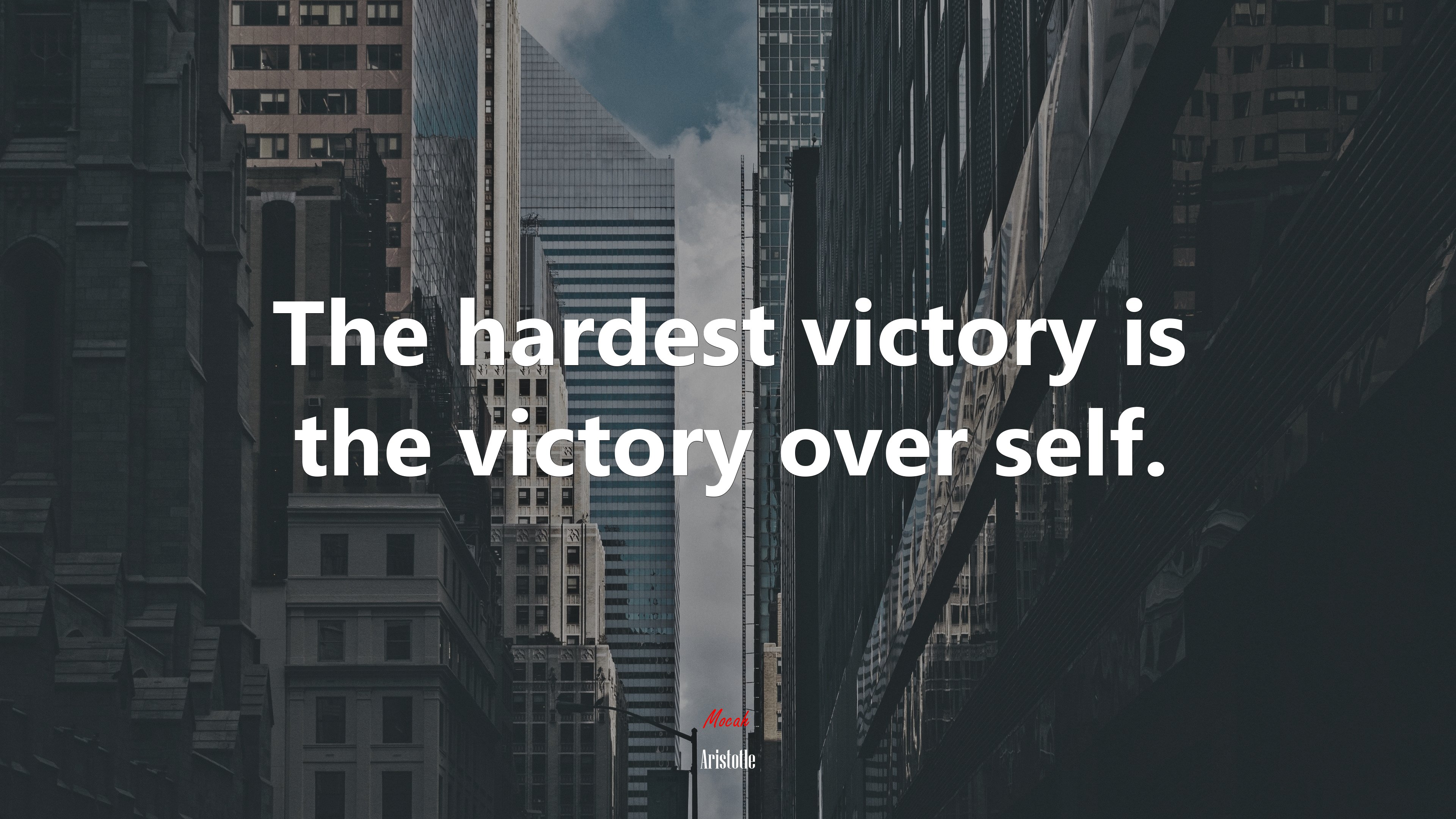 The hardest victory is the victory over self. | Aristotle quote HD Wallpaper