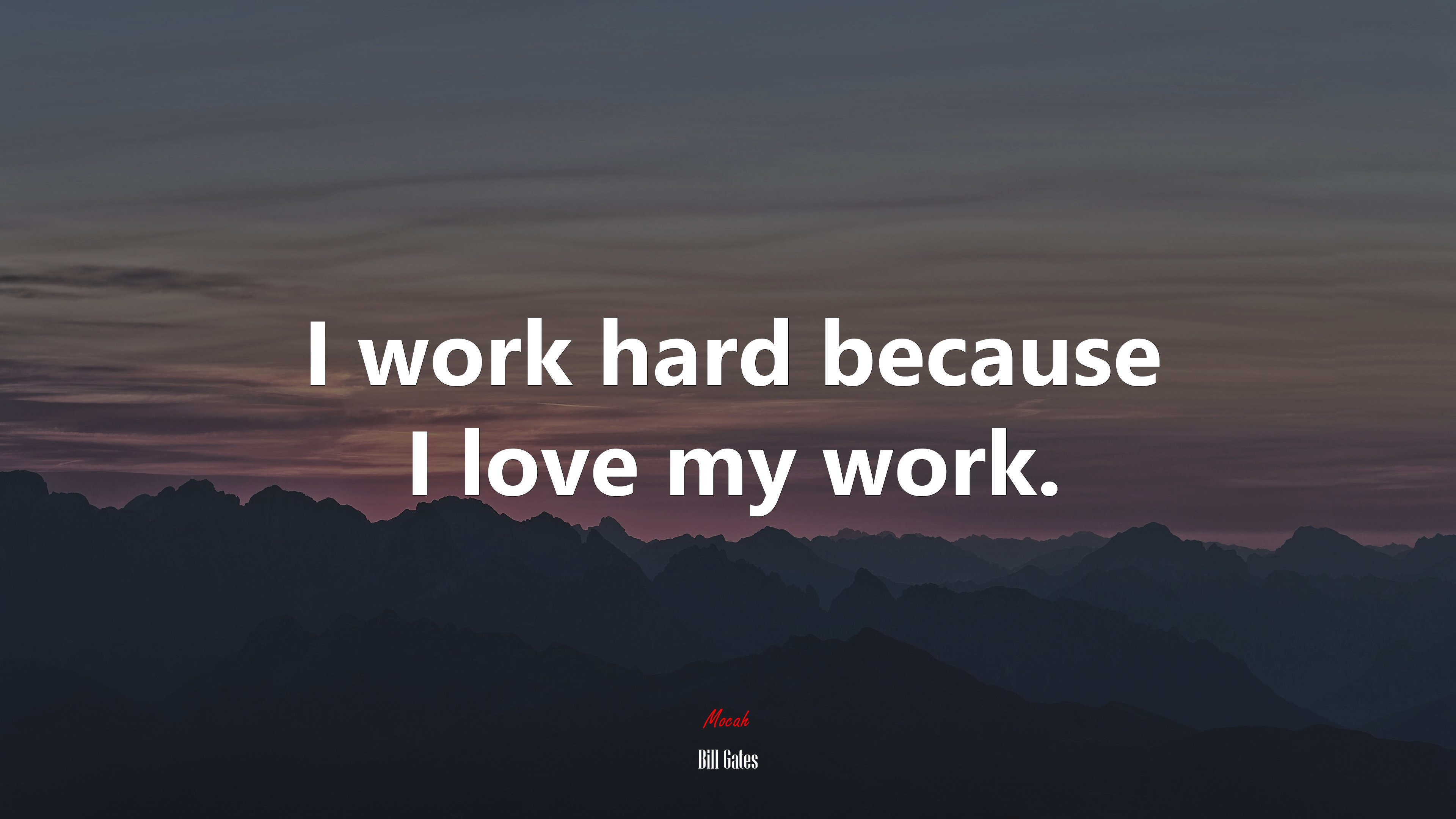 I work hard because I love my work. | Bill Gates quote HD Wallpaper