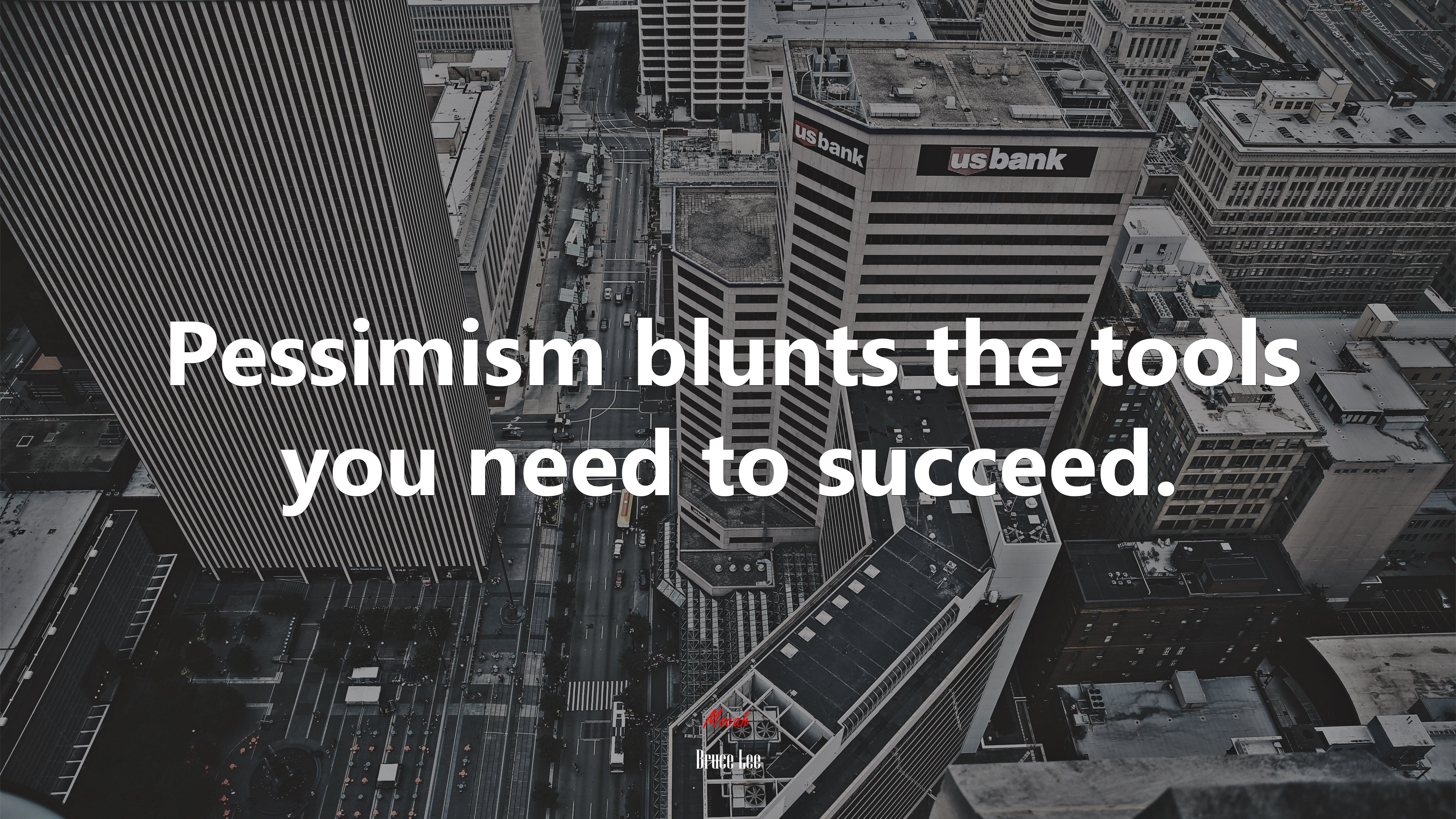 Pessimism blunts the tools you need to succeed. | Bruce Lee quote HD Wallpaper