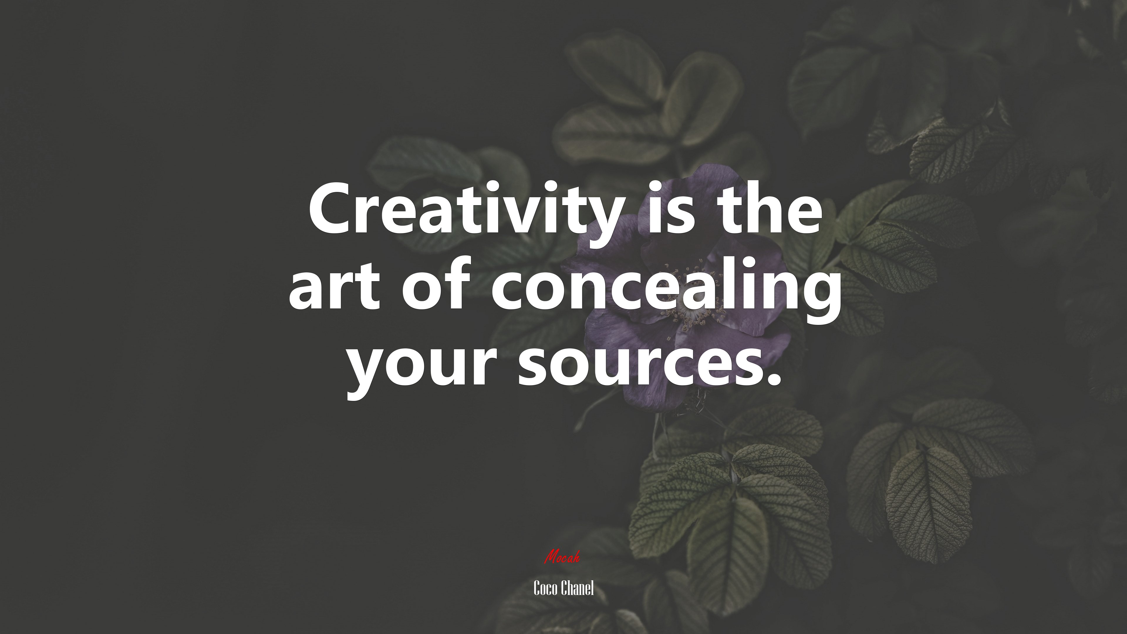 Creativity is the art of concealing your sources. | Coco Chanel quote HD Wallpaper