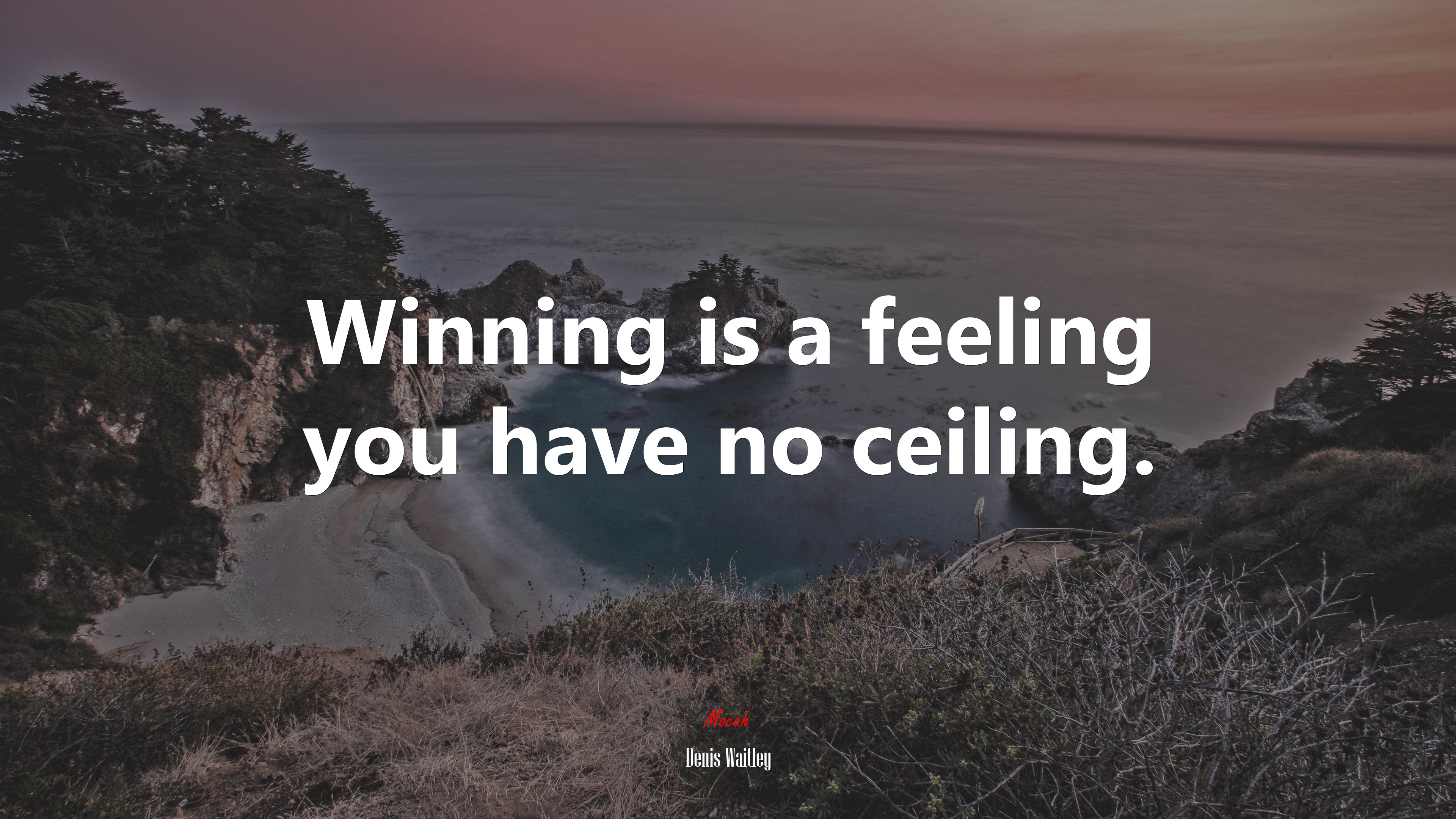 Winning is a feeling you have no ceiling. | Denis Waitley quote HD Wallpaper