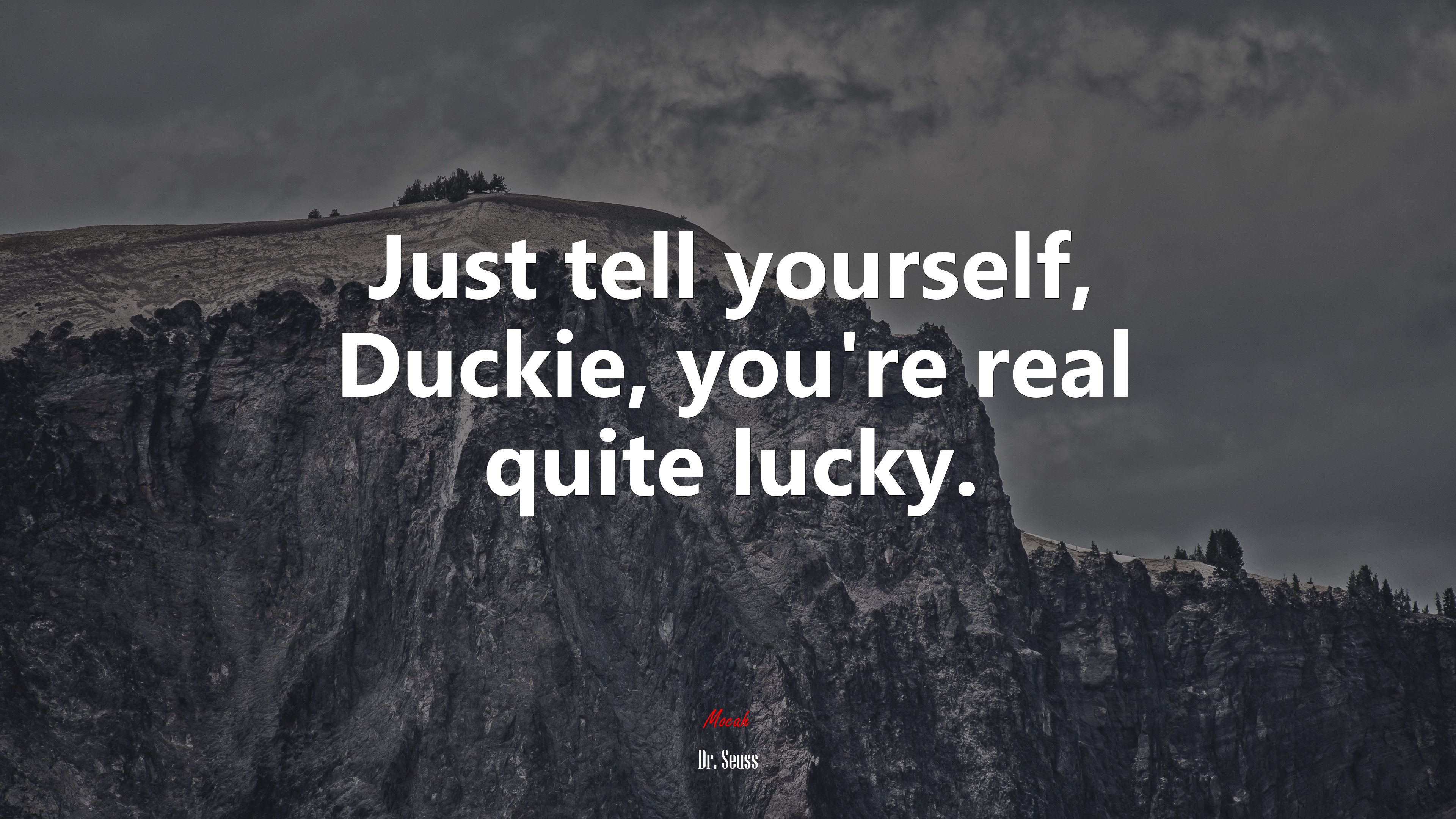 Just tell yourself, Duckie, you’re real quite lucky. | Dr. Seuss quote HD Wallpaper