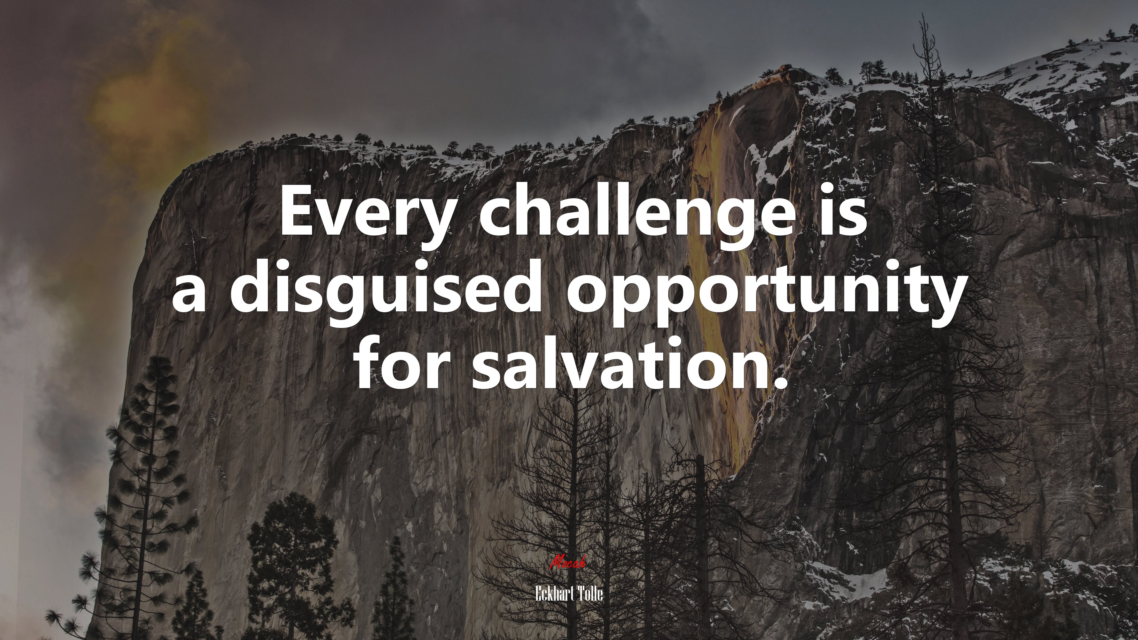 Every challenge is a disguised opportunity for salvation. | Eckhart Tolle quote HD Wallpaper