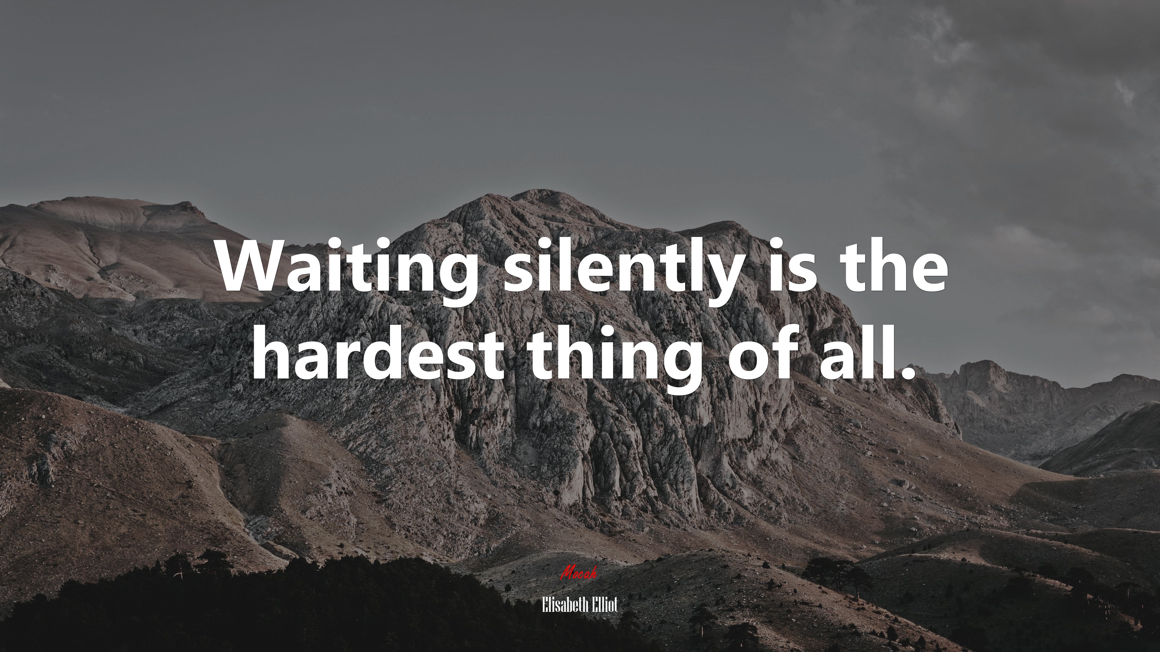 Waiting silently is the hardest thing of all. | Elisabeth Elliot quote HD Wallpaper