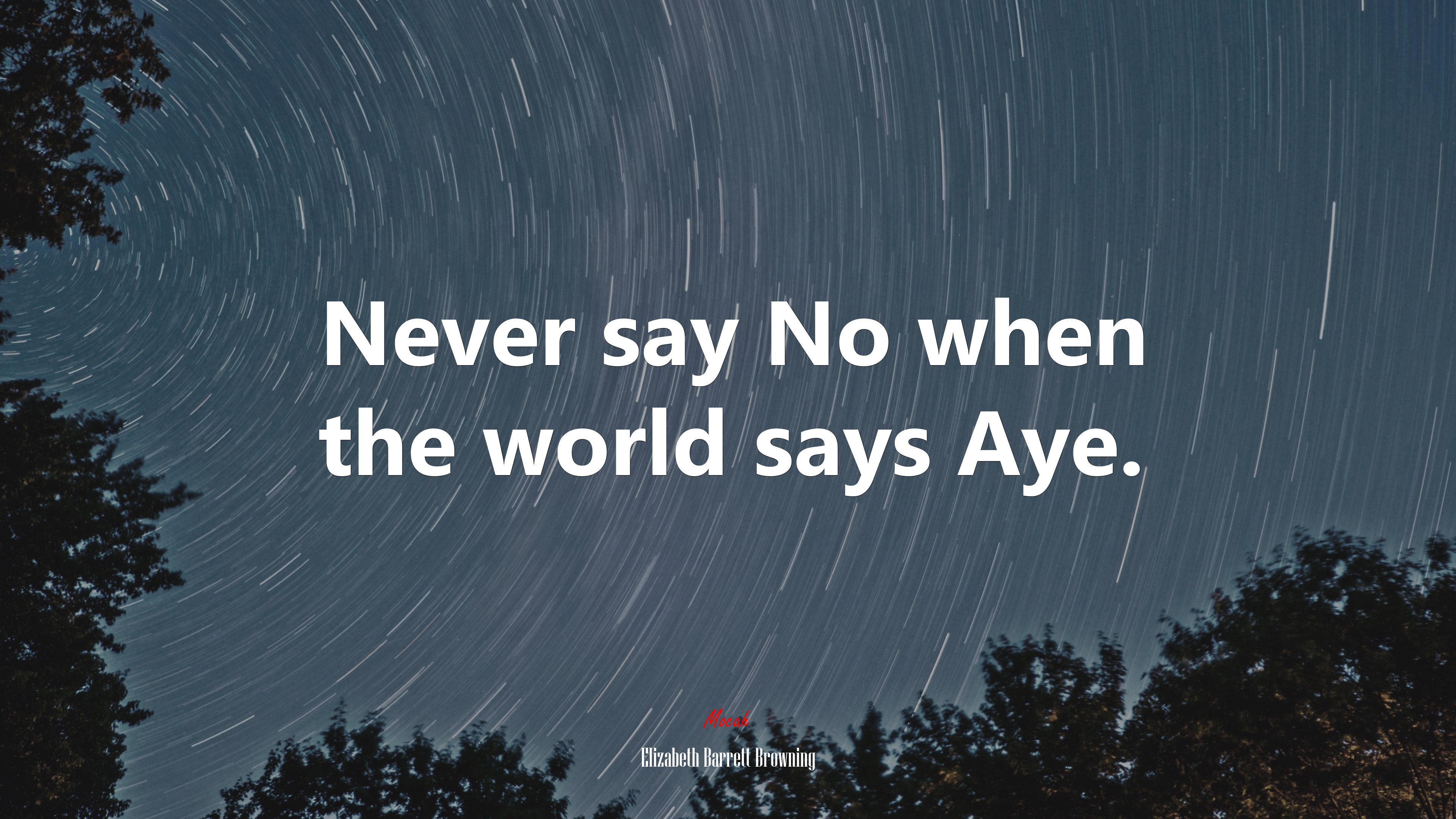 Never say No when the world says Aye. | Elizabeth Barrett Browning quote HD Wallpaper