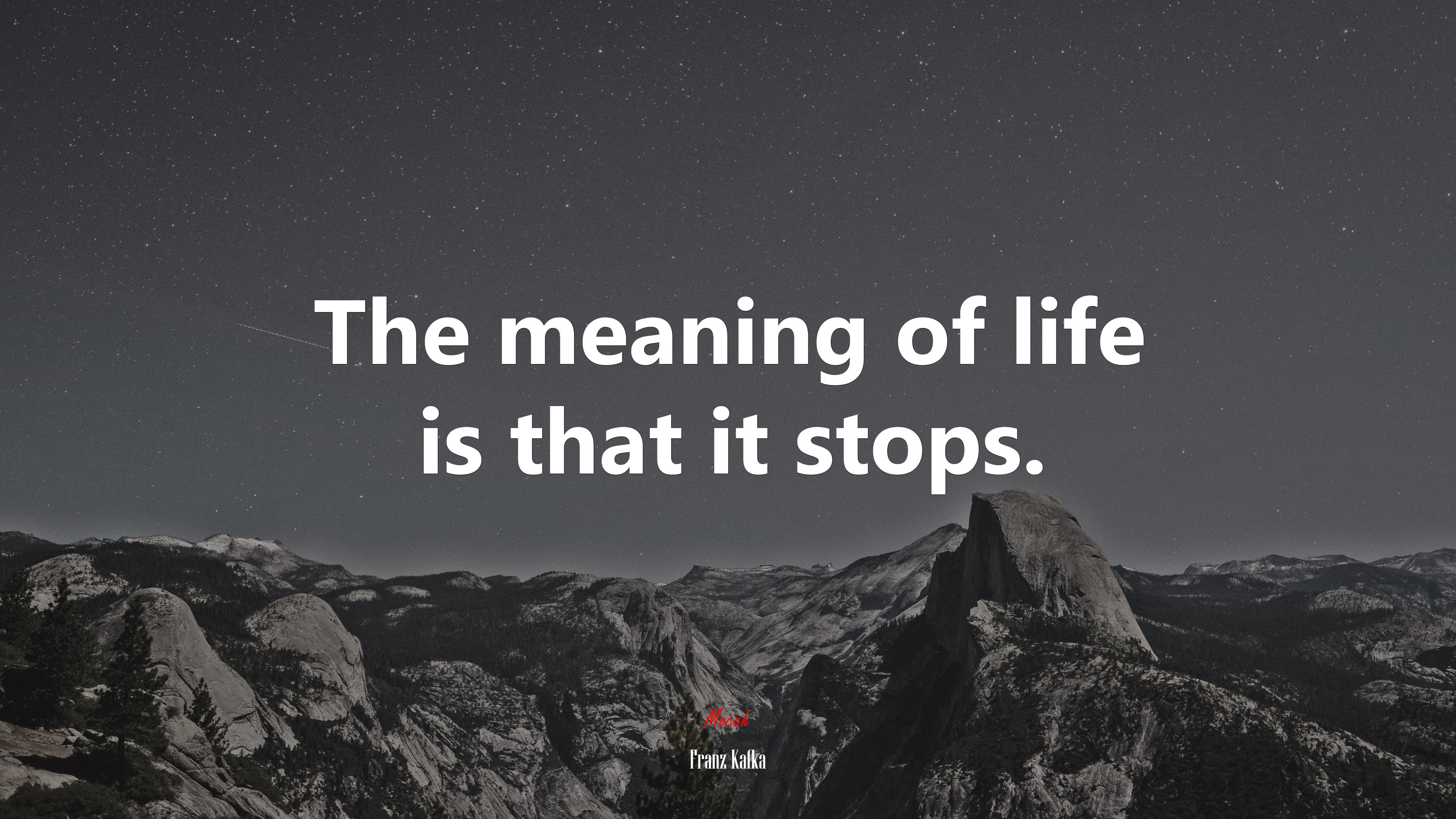 The meaning of life is that it stops. | Franz Kafka quote HD Wallpaper