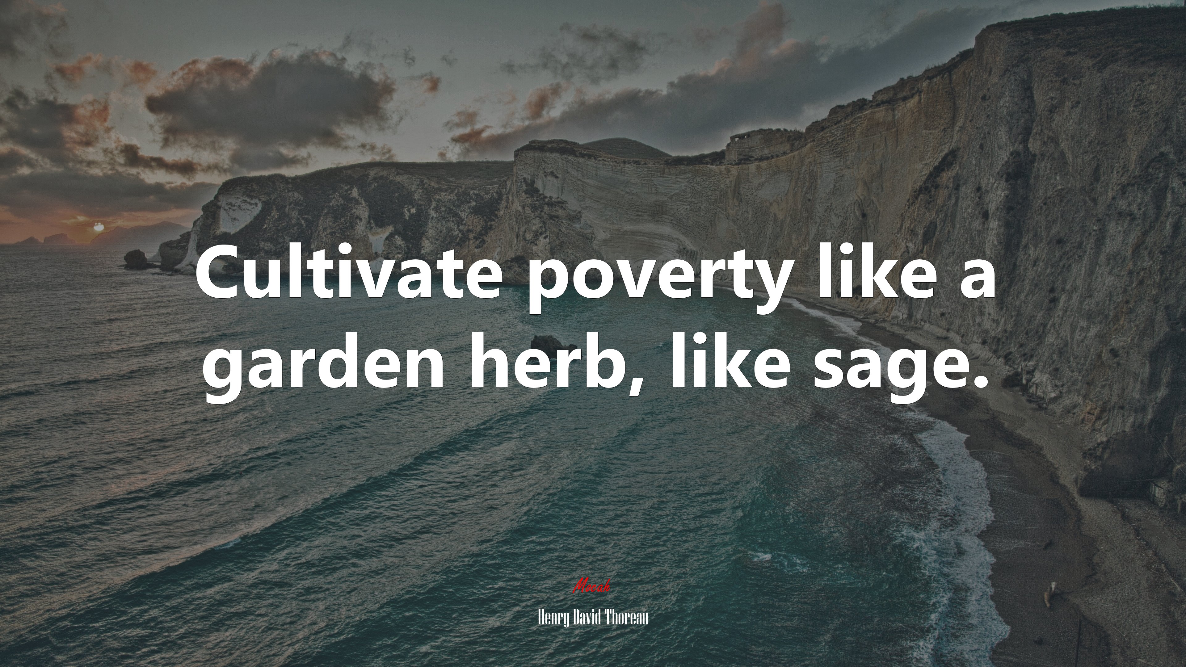 Cultivate poverty like a garden herb, like sage. | Henry David Thoreau quote HD Wallpaper